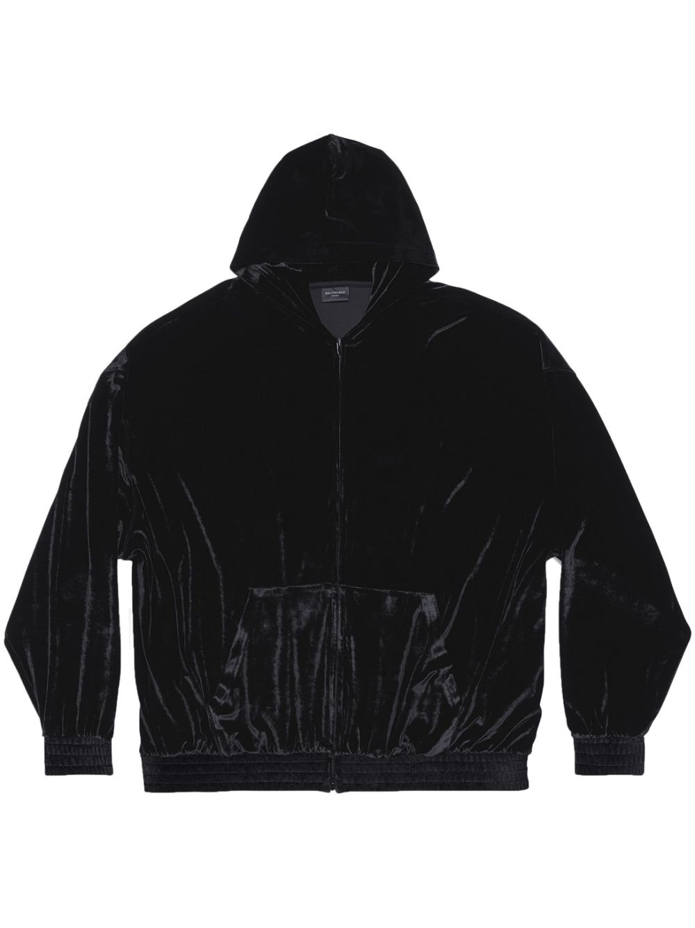 logo-embellished velvet zip-up hoodie - 1