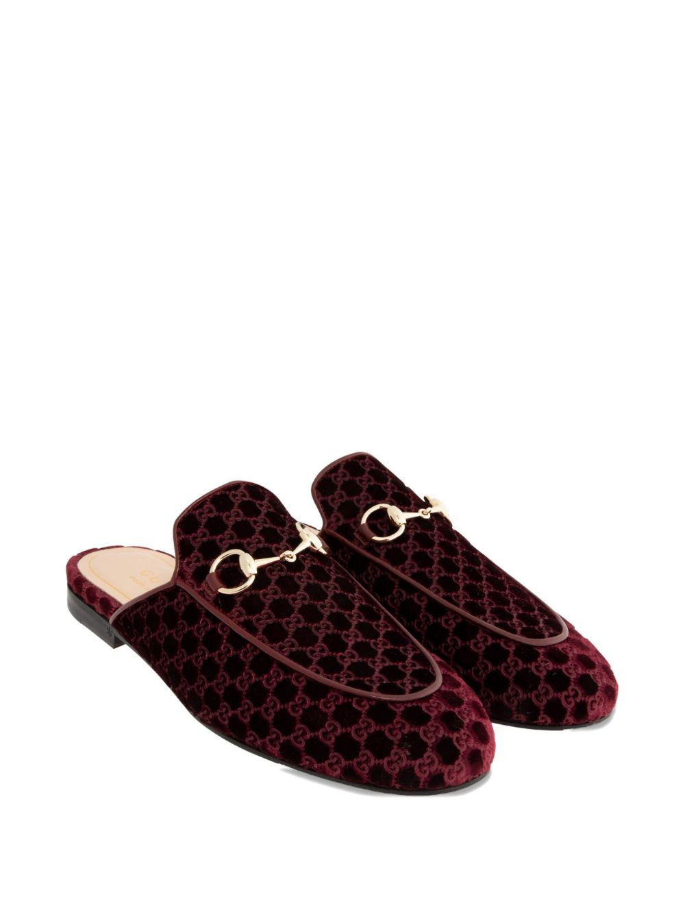 horsebit GG pattern velvet mules - 2