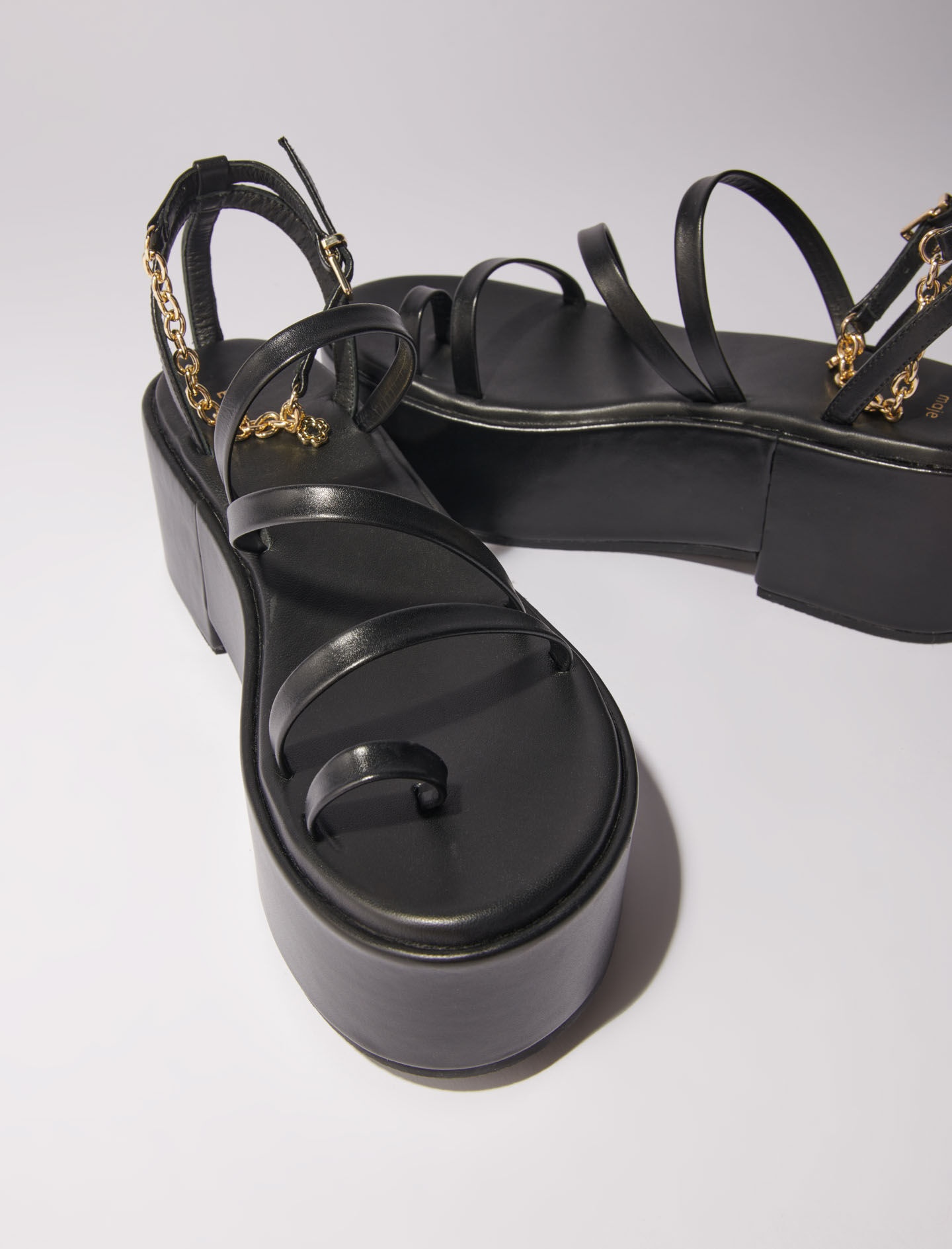 Leather platform sandals - 3