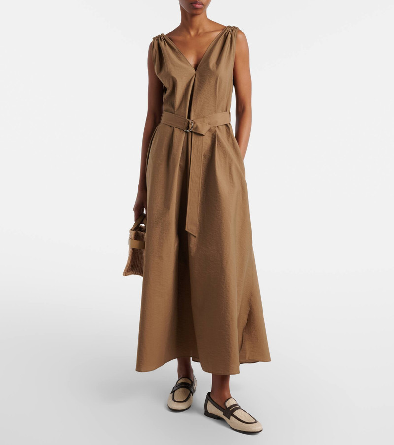 Brunello Cucinelli Belted cotton-blend midi dress outlook