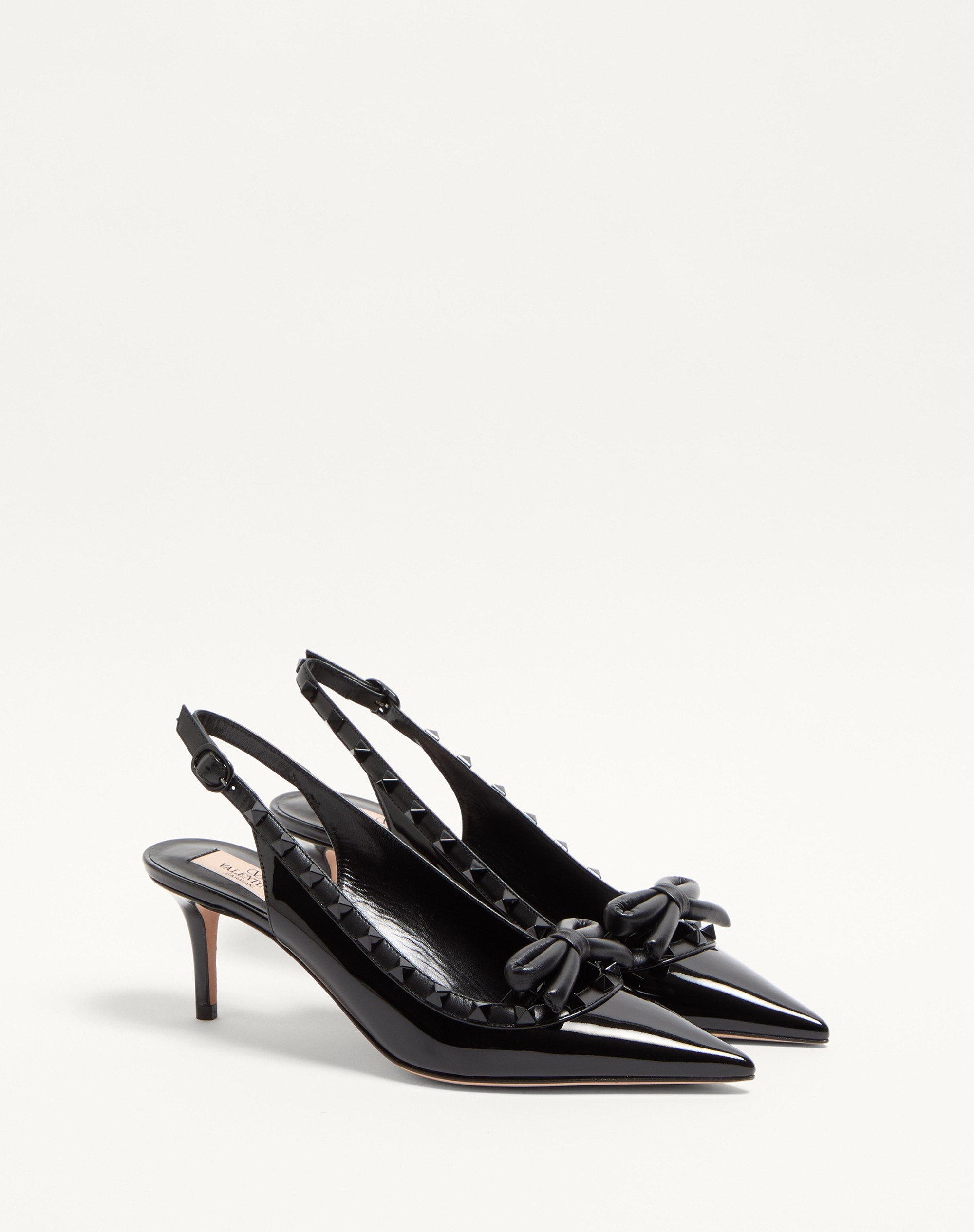 ROCKSTUD BOW SLINGBACK PUMP IN PATENT LEATHER WITH MATCHING STUDS 60MM - 3
