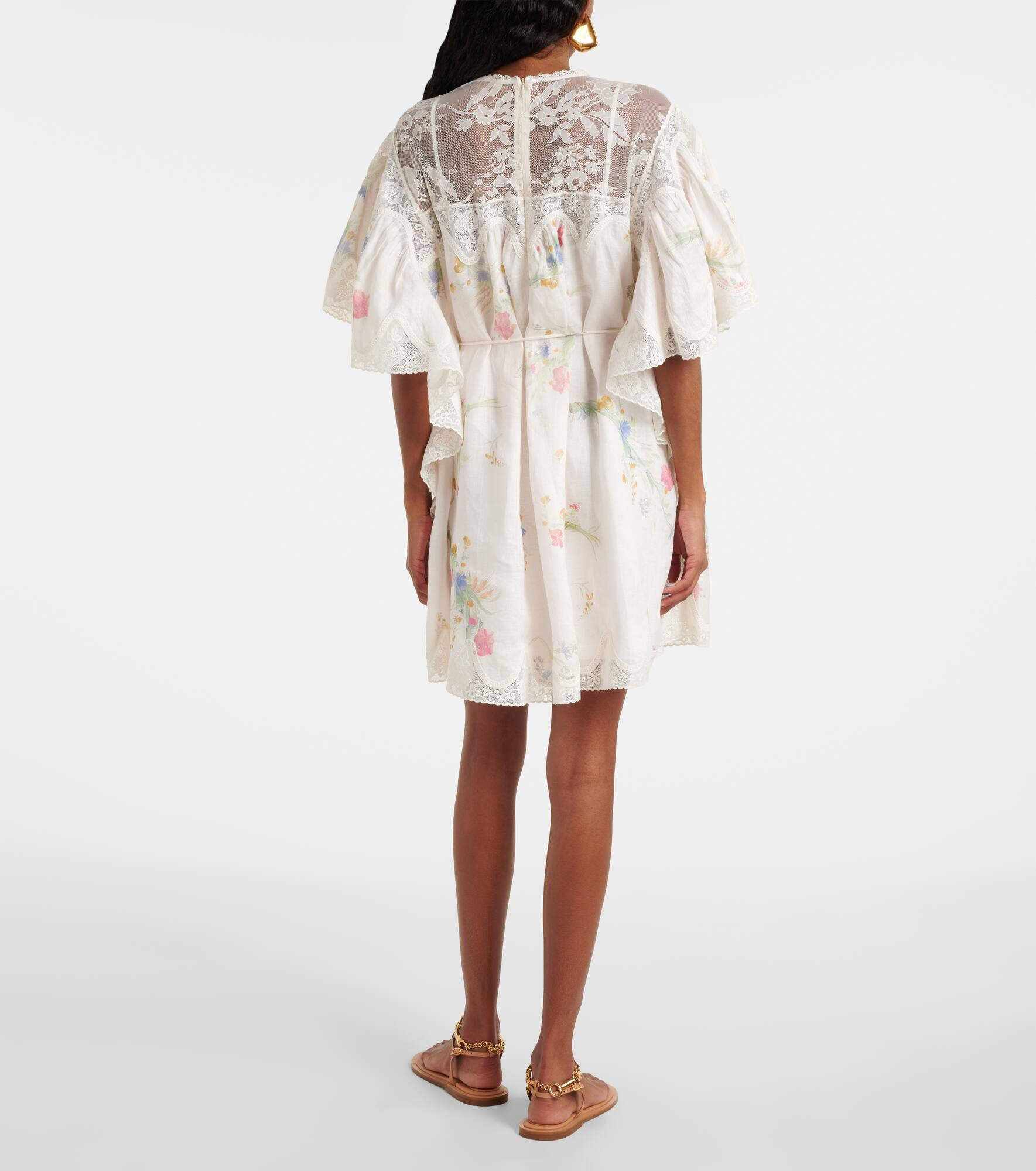 Lucky lace-trimmed linen minidress - 3
