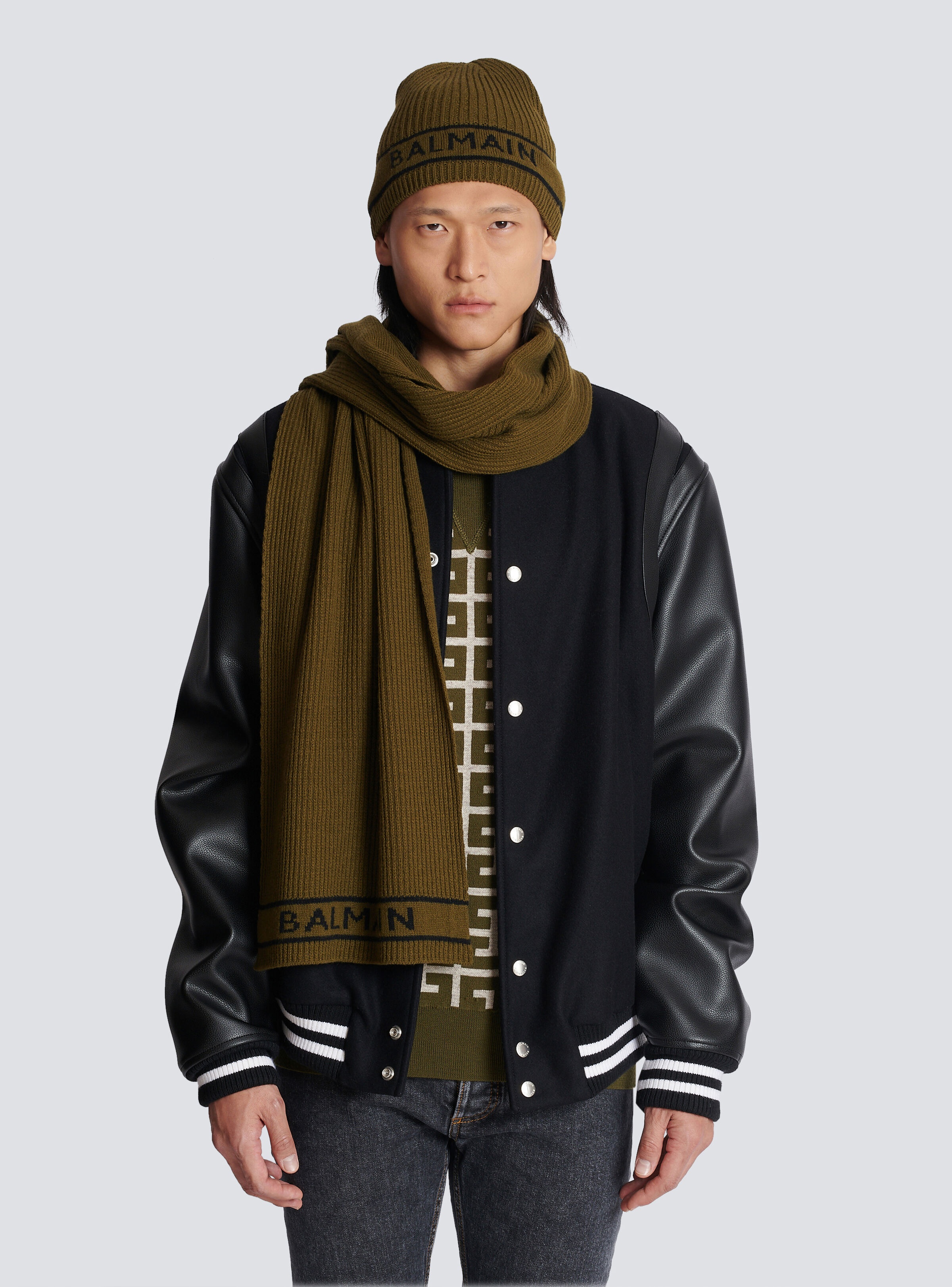 Wool scarf with Balmain logo - 4