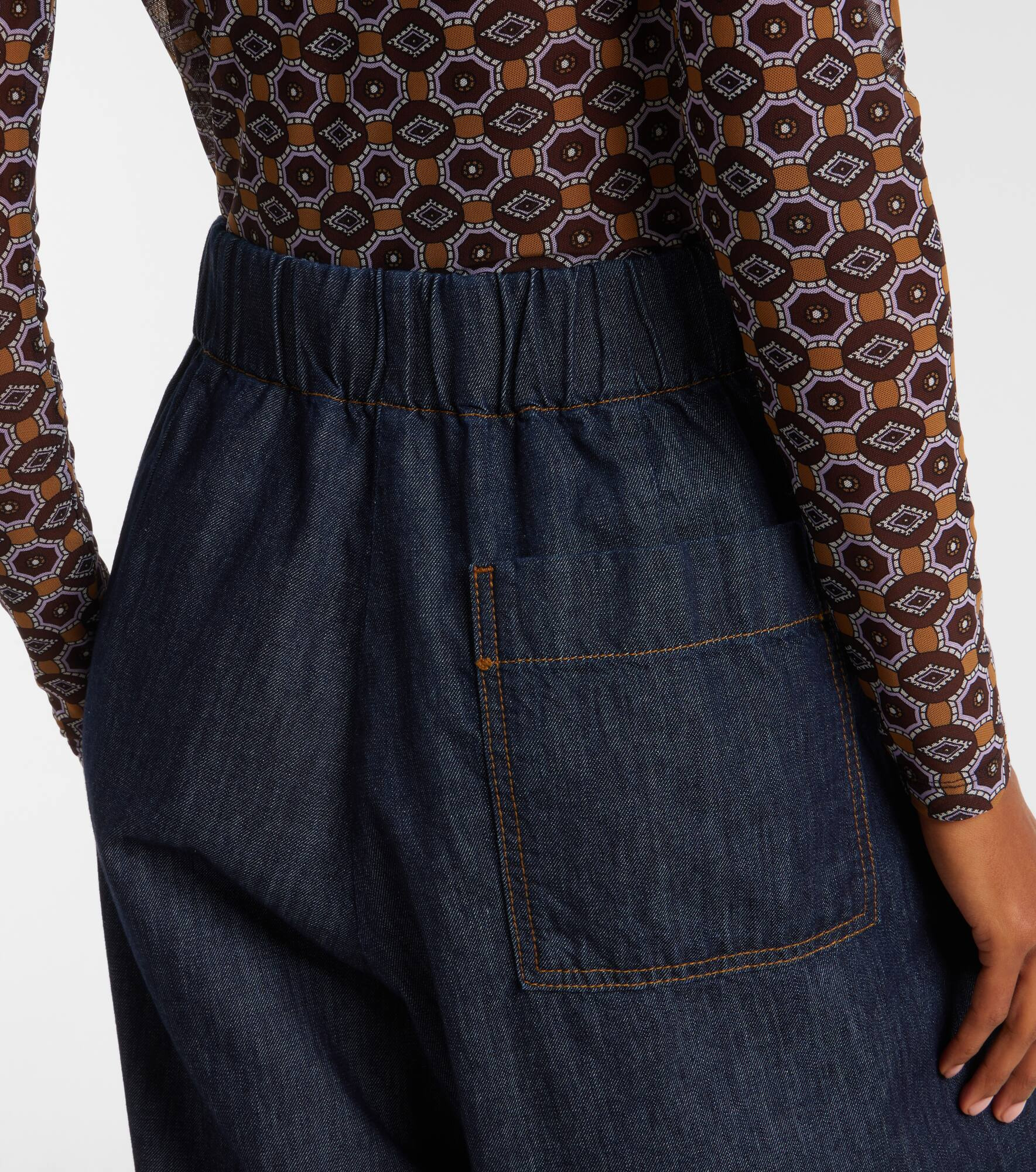 Pleated high-rise wide-leg jeans - 6