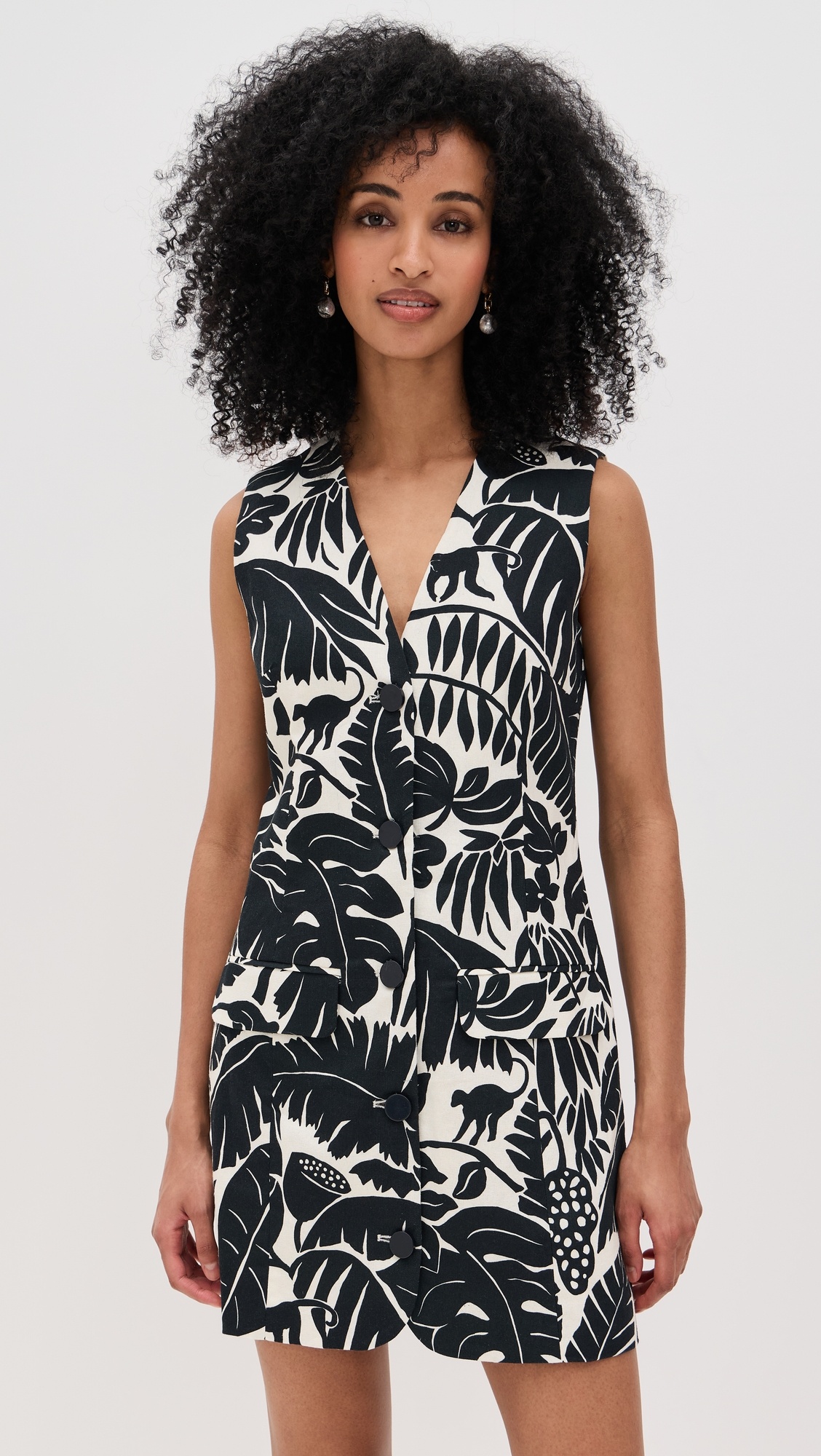 Carob Printed Linen Mini Dress - 1