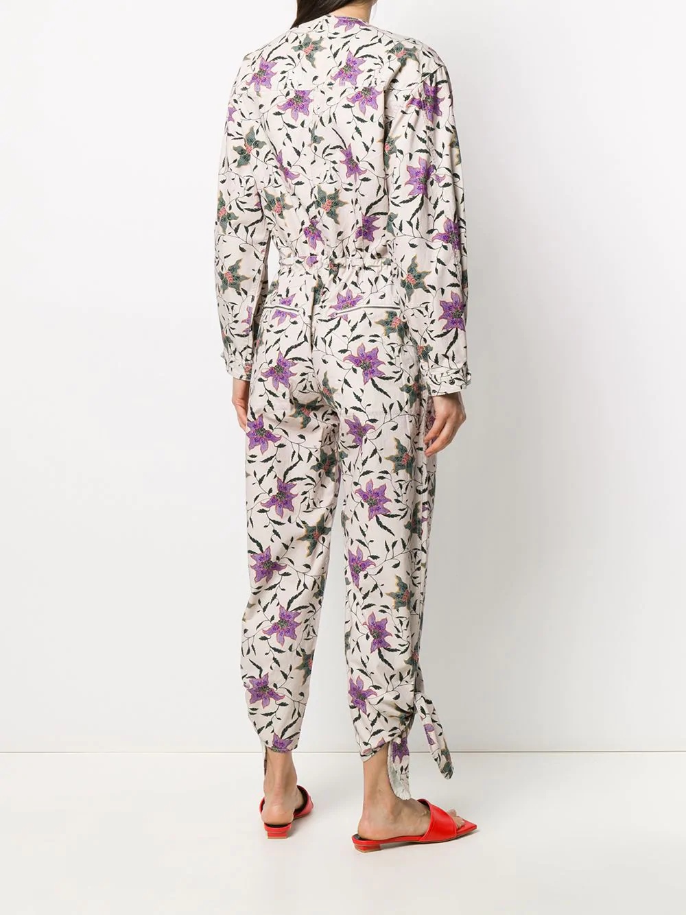 floral print long-sleeve jumpsuit - 4