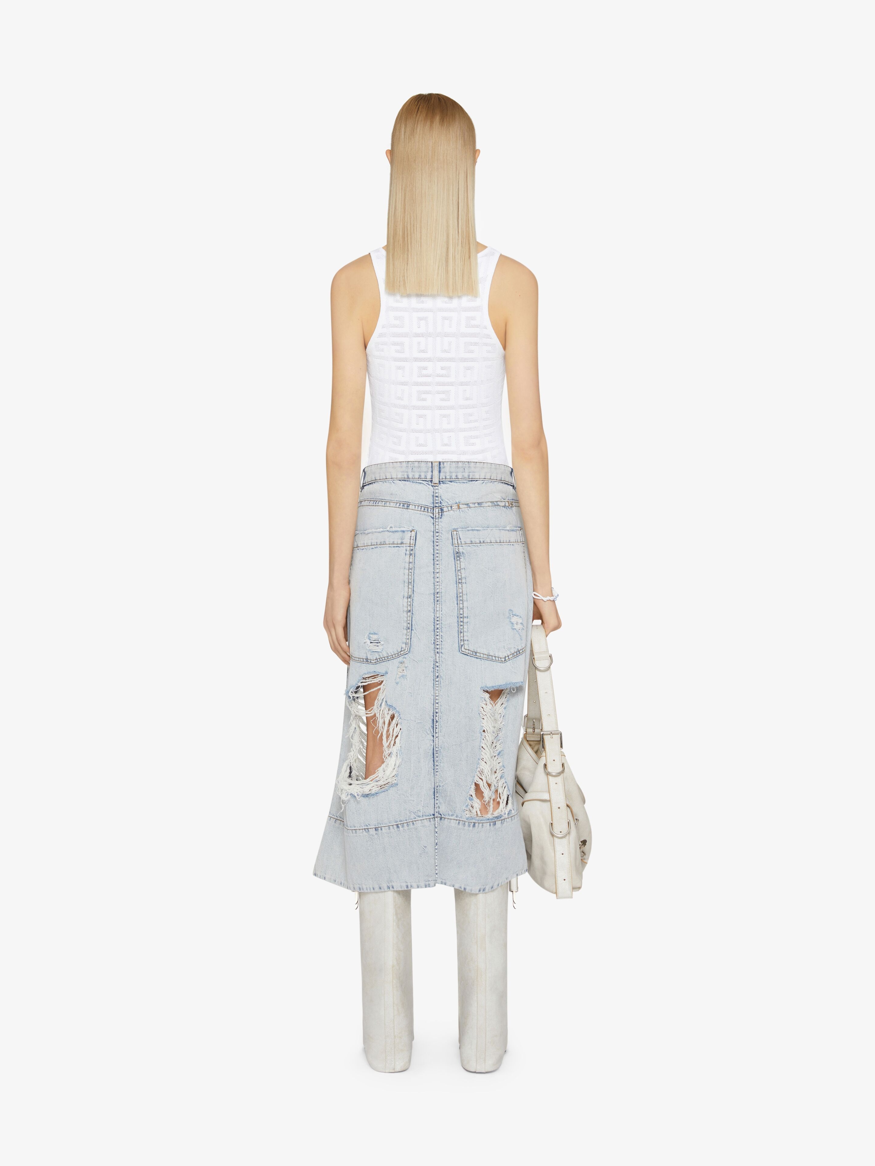 SKIRT IN DESTROYED DENIM WITH PATCHES - 4
