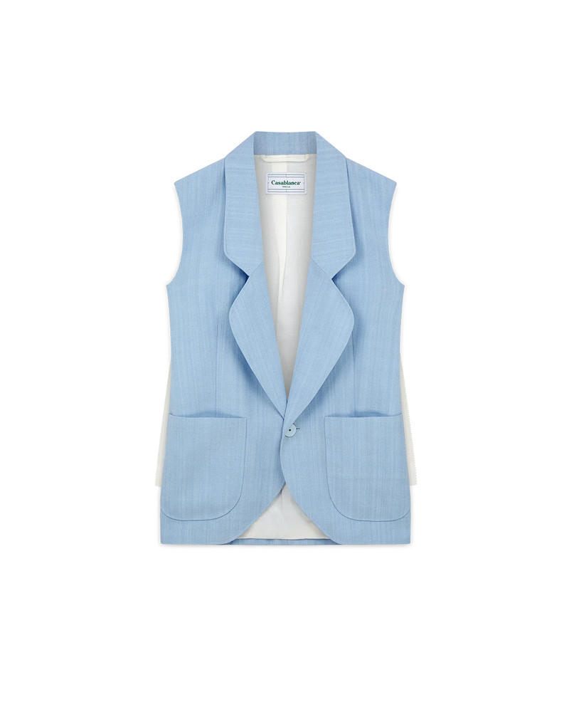 Sleeveless Single Breasted Tailored Blazer 1