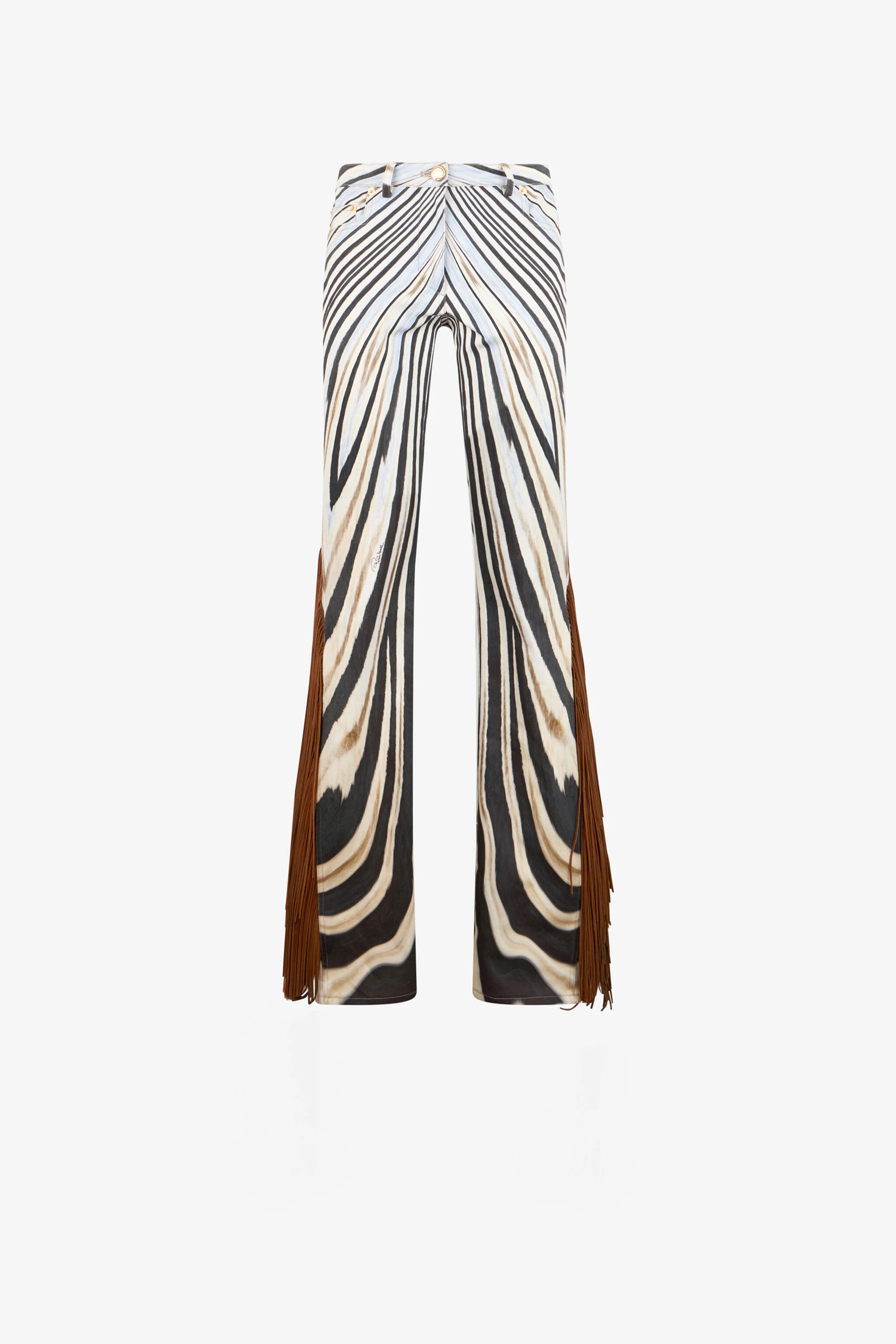 Zebra Print Flared Jeans - 1