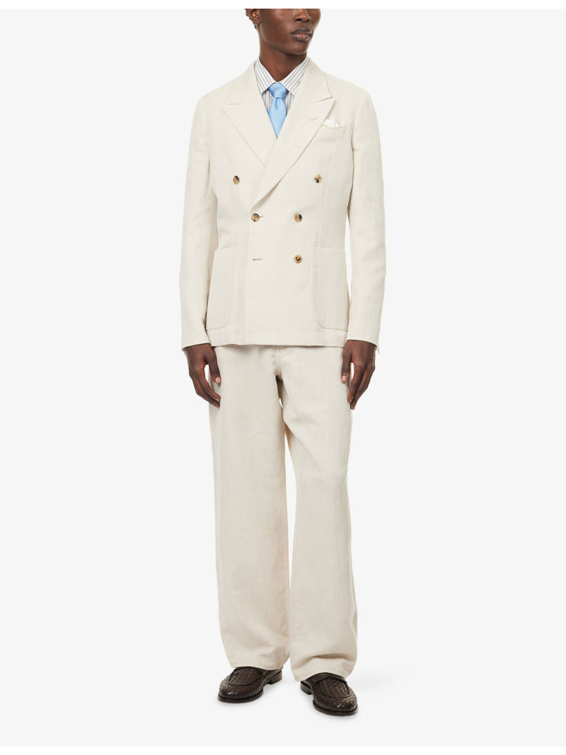 Paul Smith Double-Breasted Peak-Lapels Cotton And Linen-Blend Blazer outlook