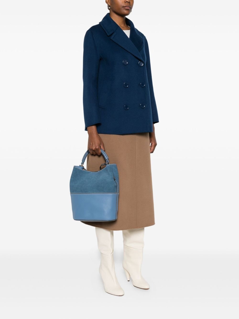 denim-panel tote bag - 2