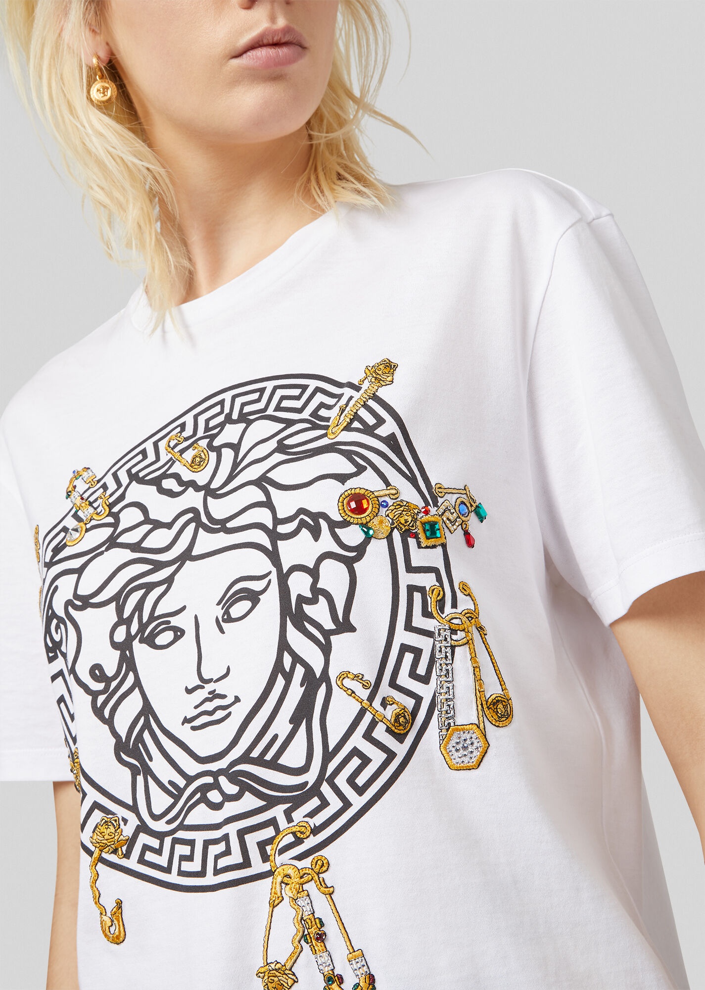 Medusa Safety Pin Embroidered T-Shirt - 5