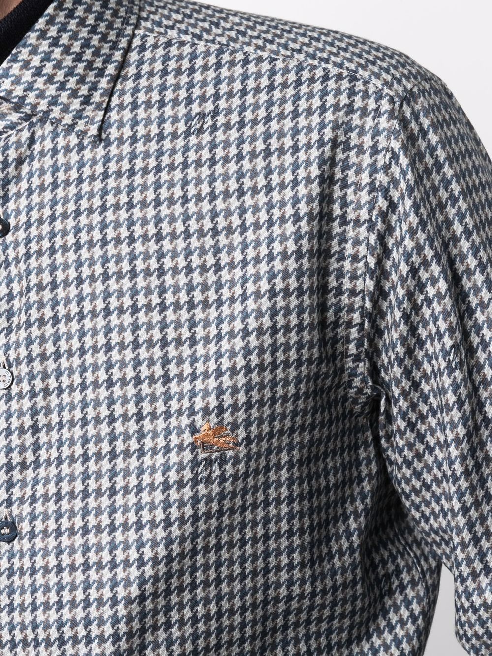 embroidered-logo check-print shirt - 5