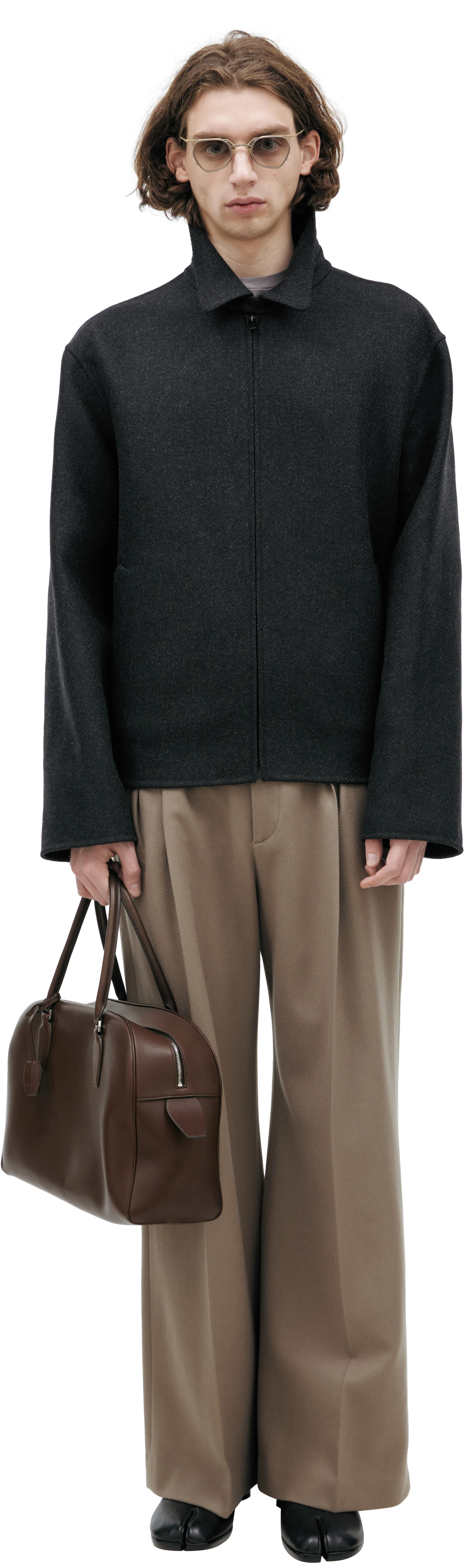 DARK GREY WOOL AND CASHMERE JACKET - 1