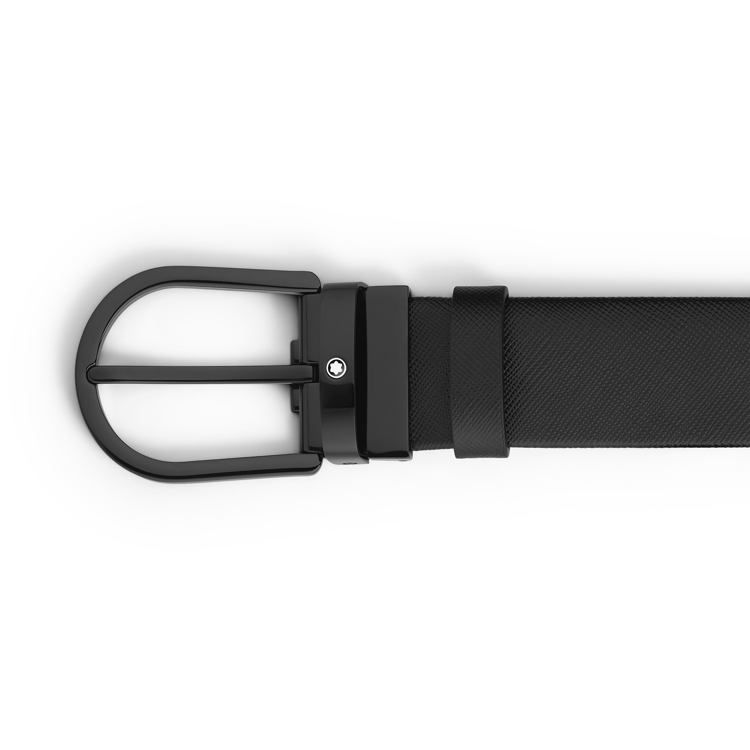 Horseshoe buckle black 35mm leather belt - 3