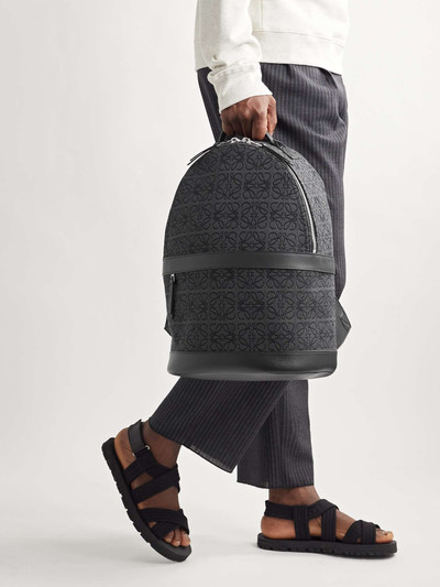 Loewe Leather-Trimmed Logo-Jacquard Canvas Backpack outlook