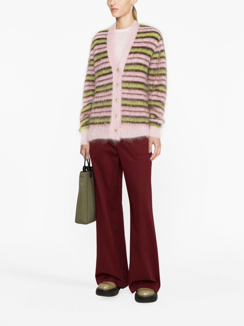 striped mohair-blend cardigan - 2