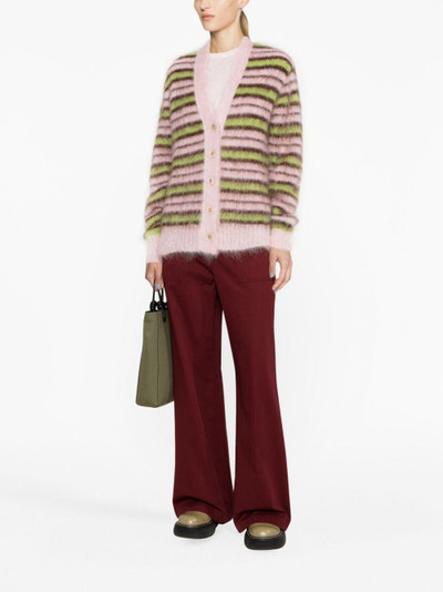 Marni striped mohair-blend cardigan outlook