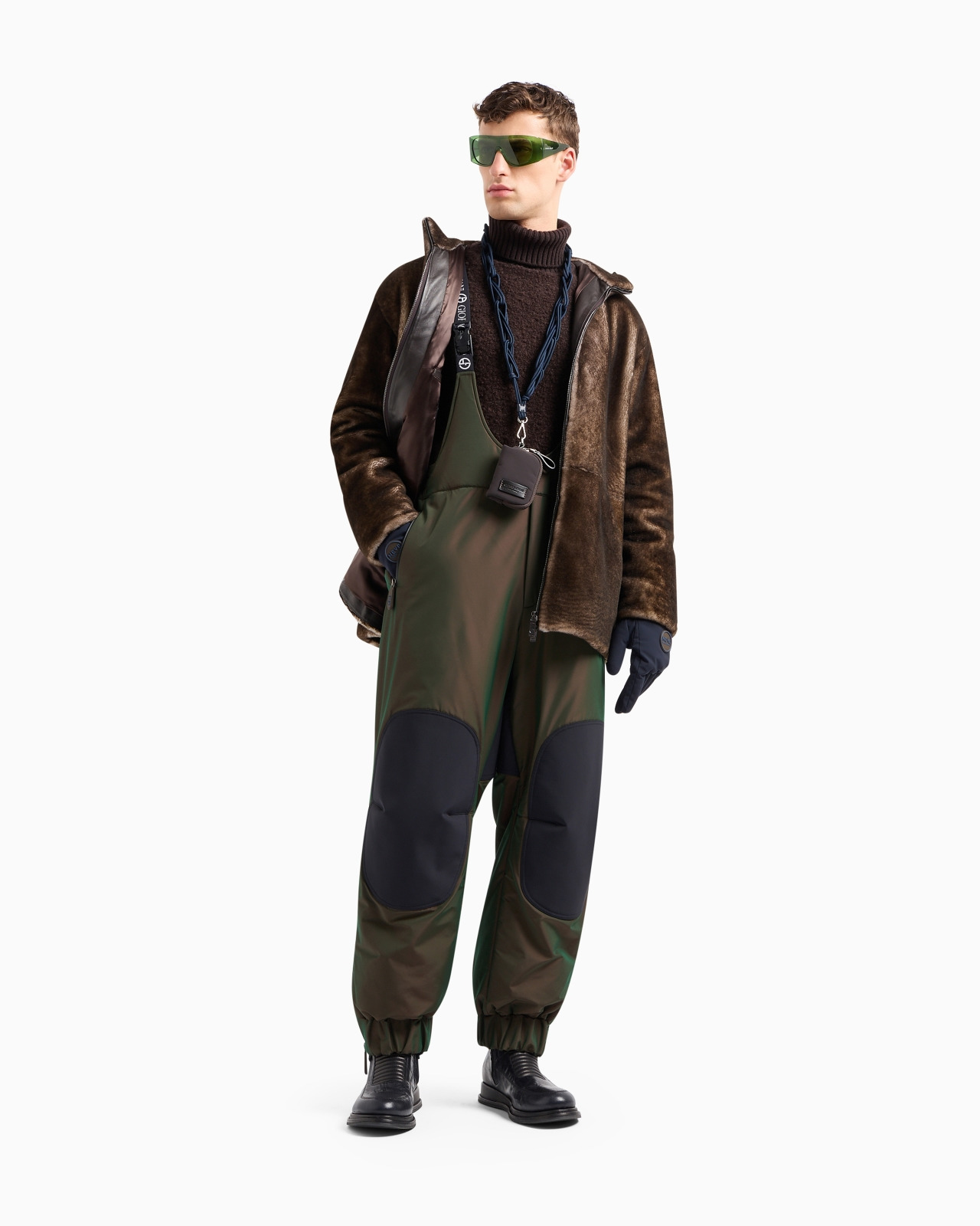 SHEARLING LAMBSKIN HOODED PEA COAT - 2