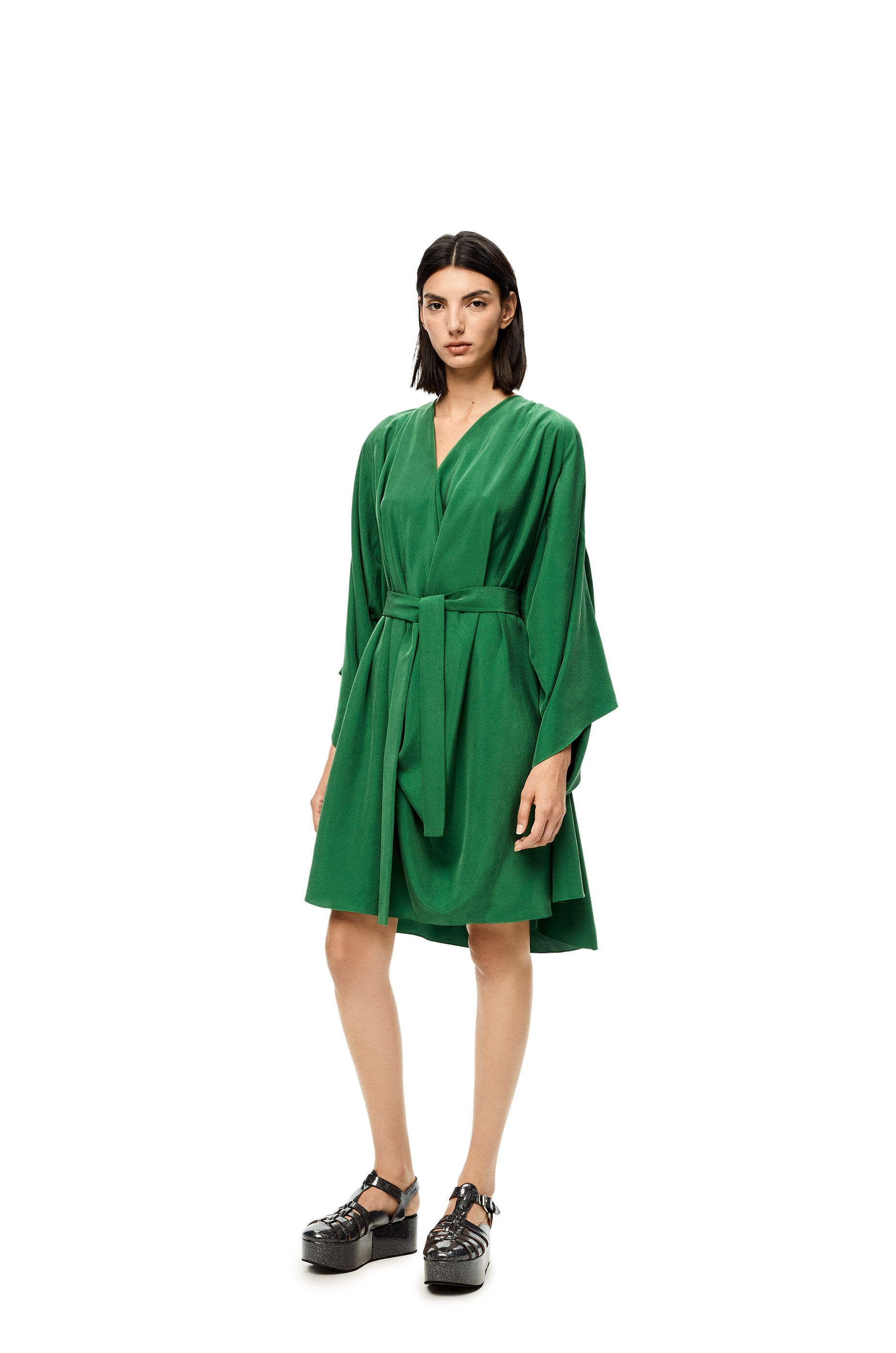 Draped dress in silk - 3