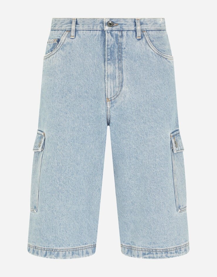 Light blue denim cargo shorts - 3