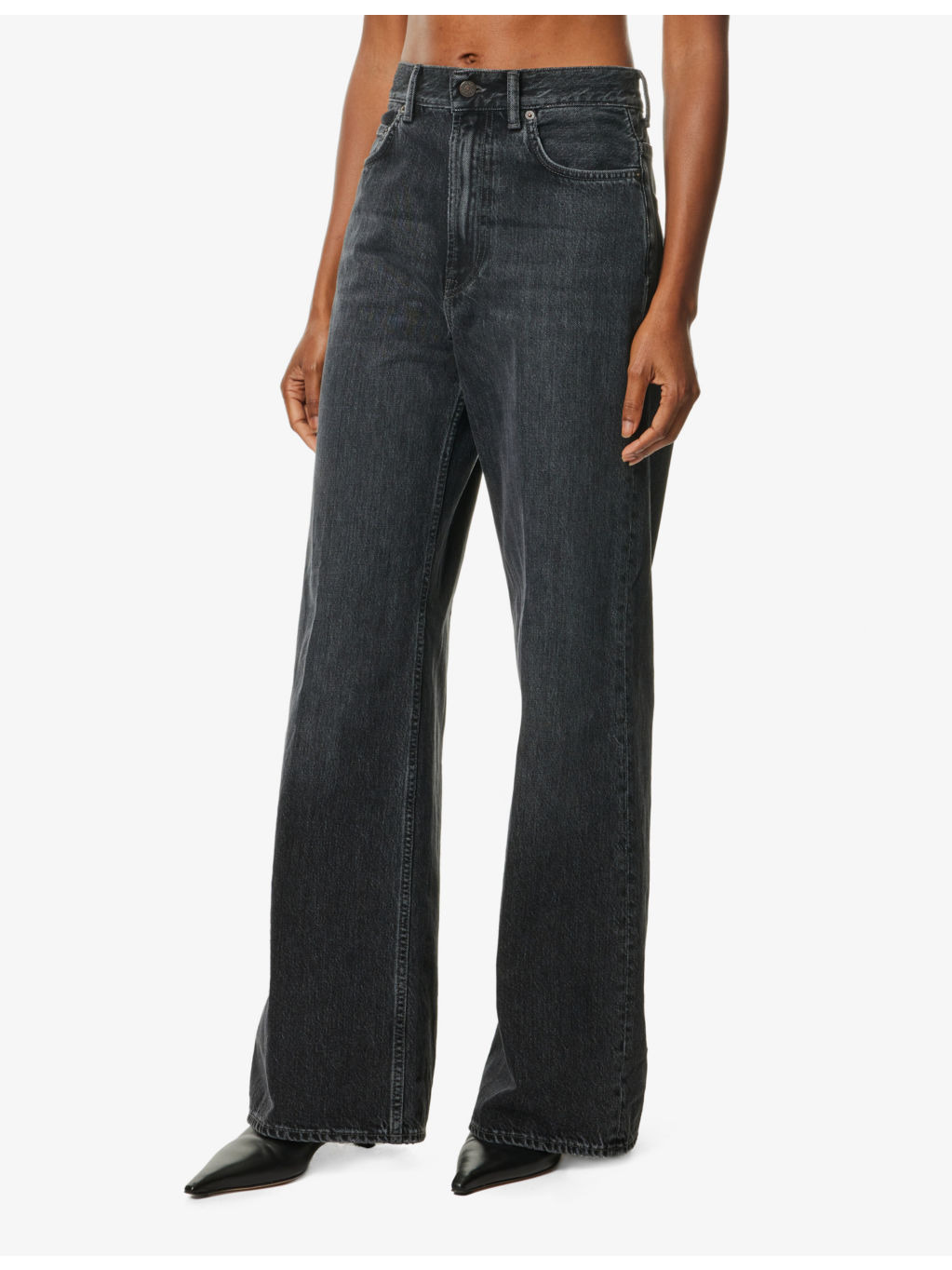 55 faded-wash wide-leg mid-rise denim jeans - 3