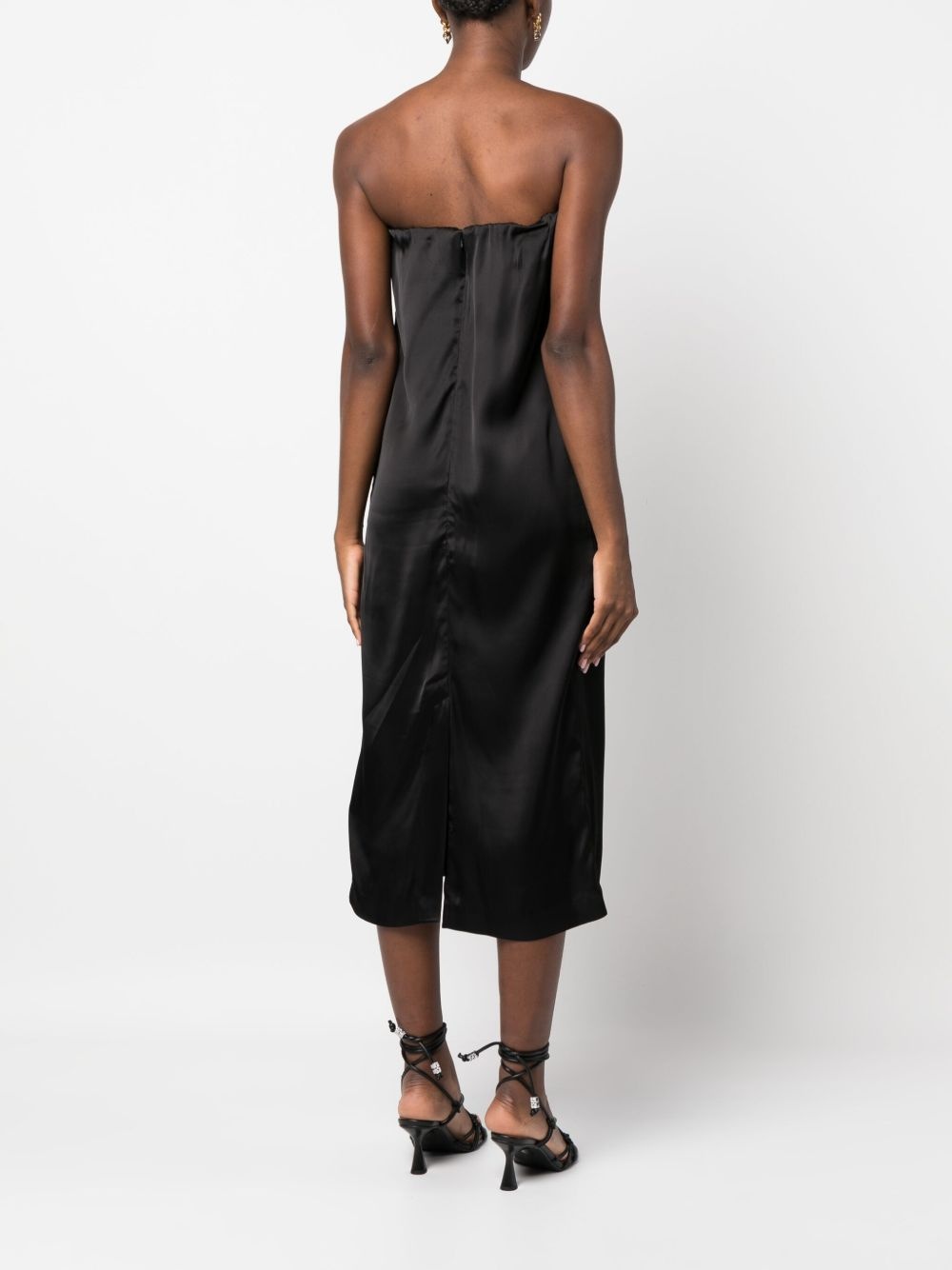 Siple strapless satin midi dress - 4