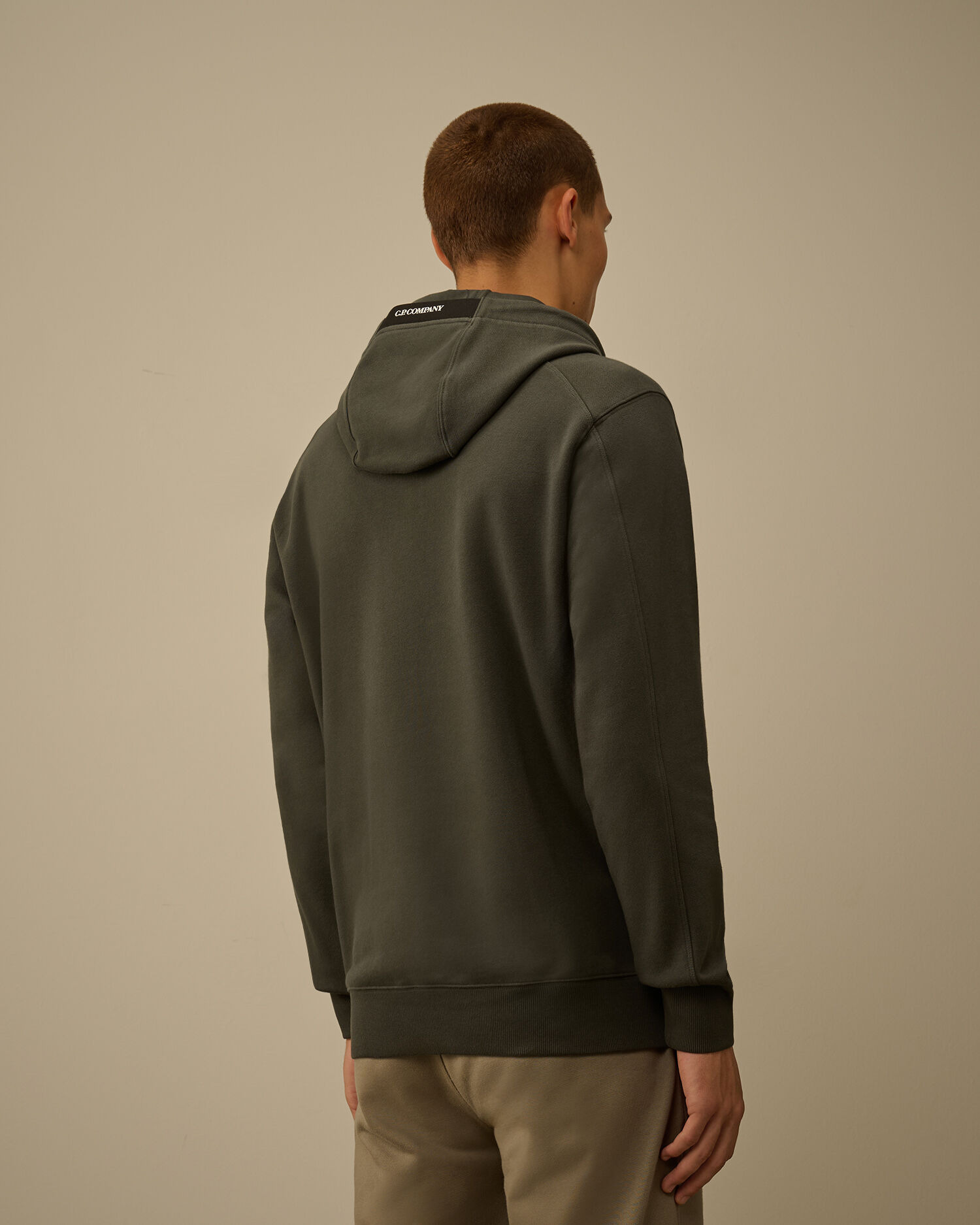 Diagonal Raised Fleece Hooded Lens Sweatshirt - 4