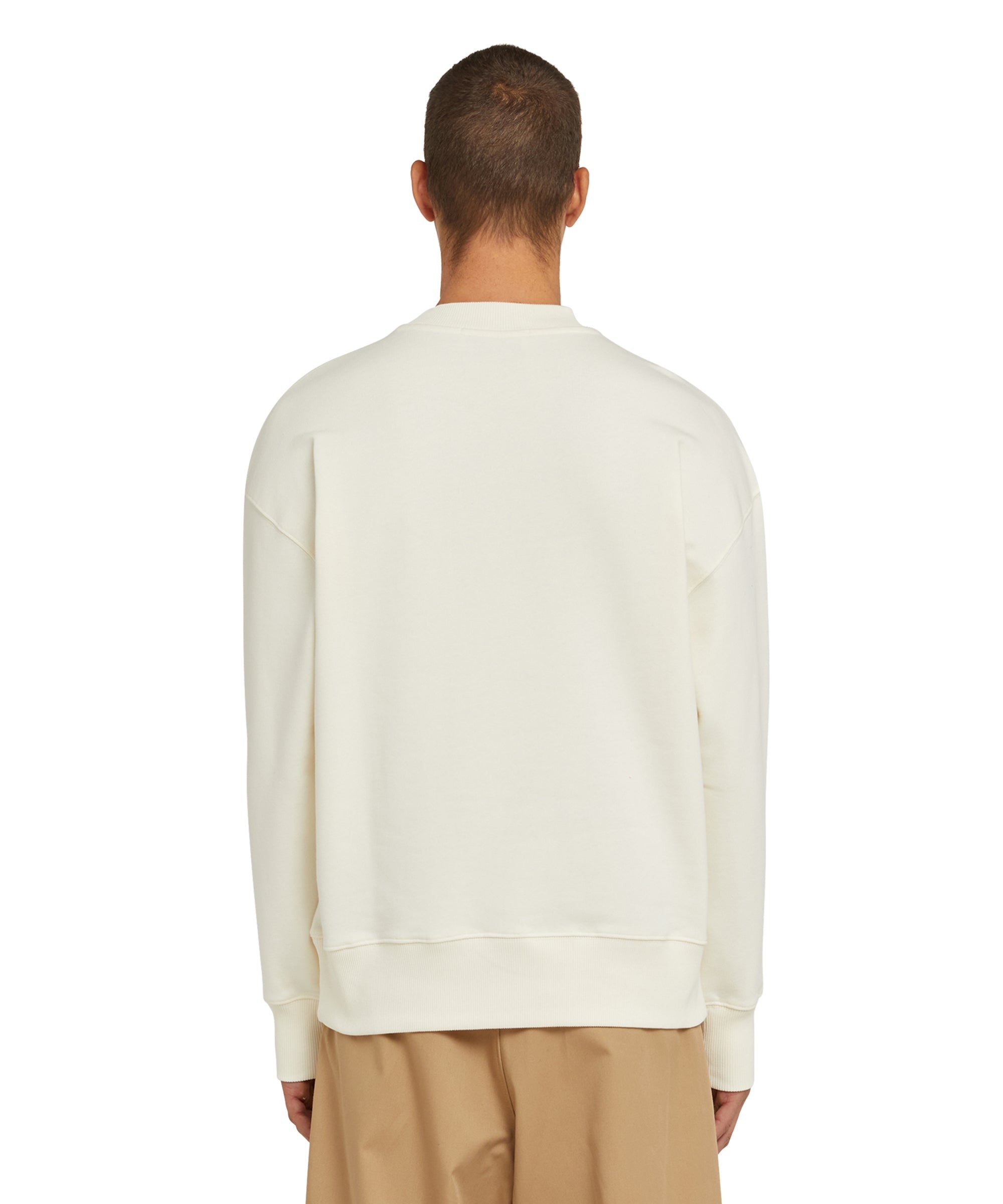 Cotton crewneck sweater wth MSGM brushstroke logo positioned at the neck - 3