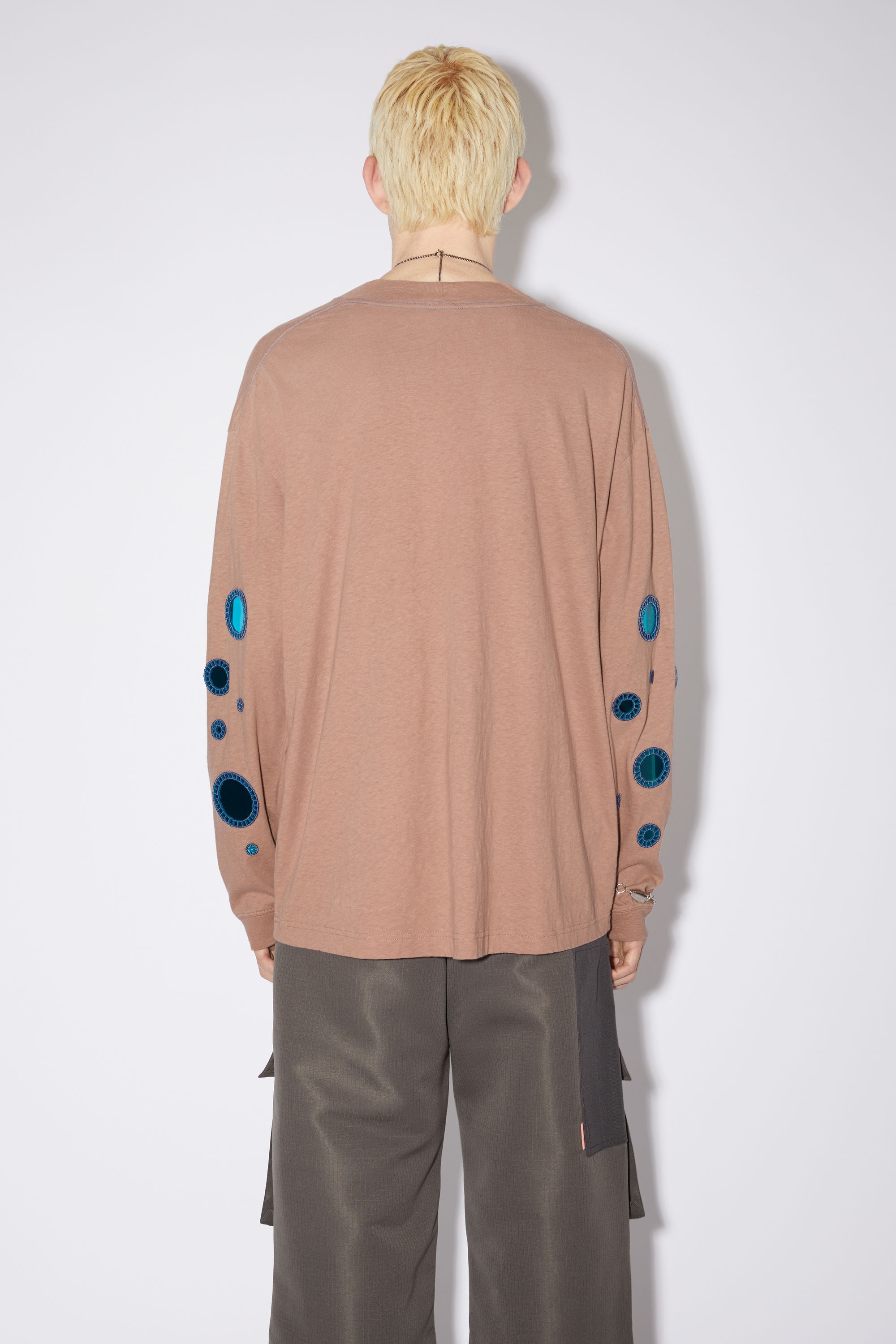 Mirror embroidery long sleeve t-shirt - Light taupe - 3