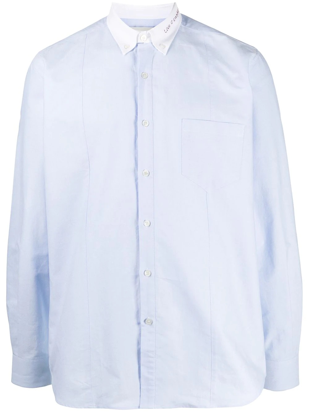 contrast collar cotton shirt - 1