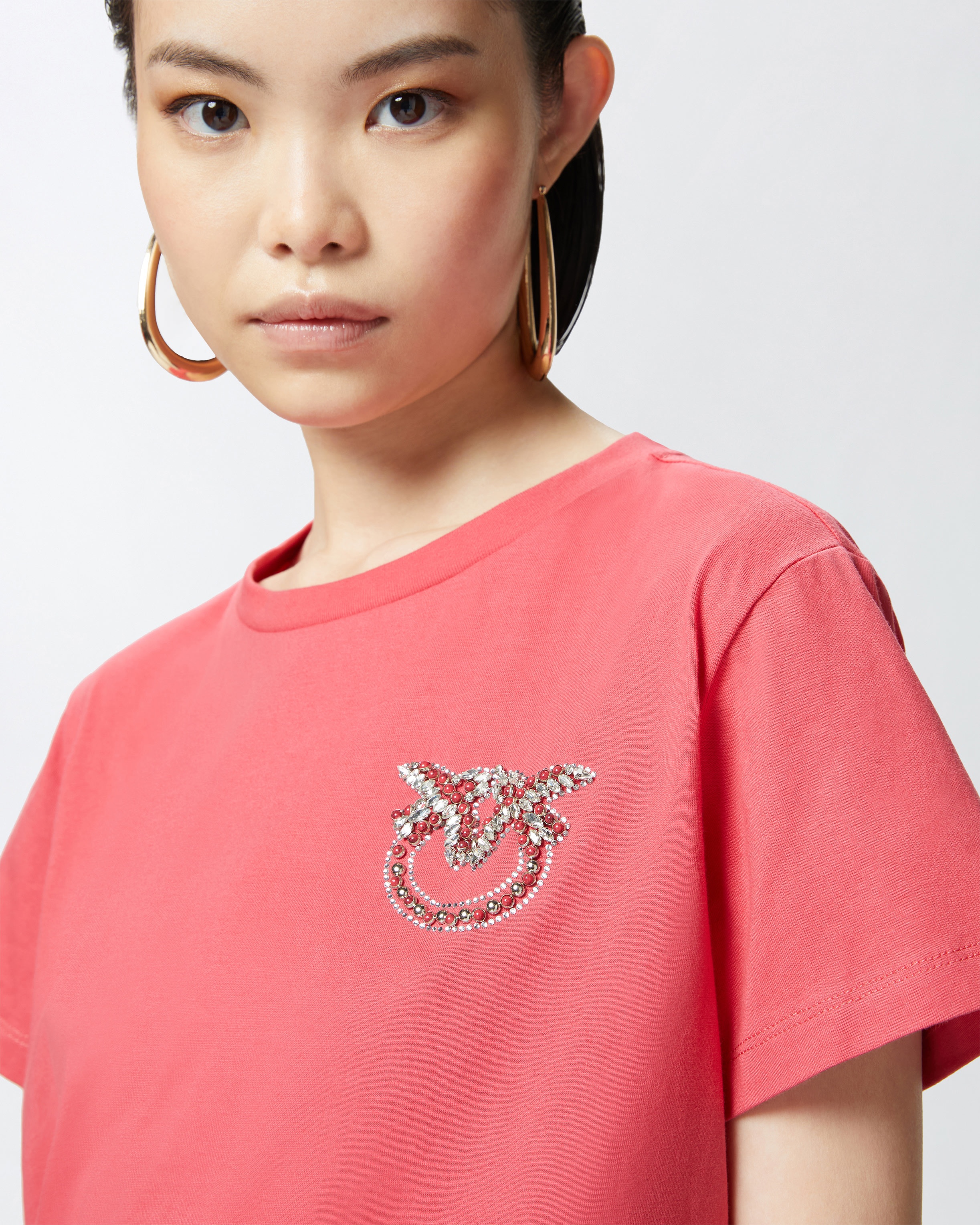 SHORT-SLEEVED T-SHIRT WITH BEJEWELLED LOVE BIRDS EMBROIDERY - 5