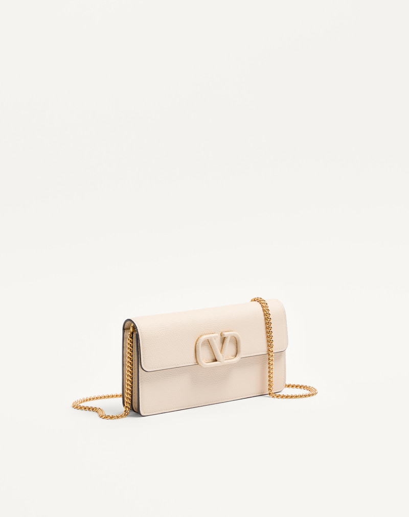 VLOGO SIGNATURE GRAINY CALFSKIN WALLET WITH CHAIN 3