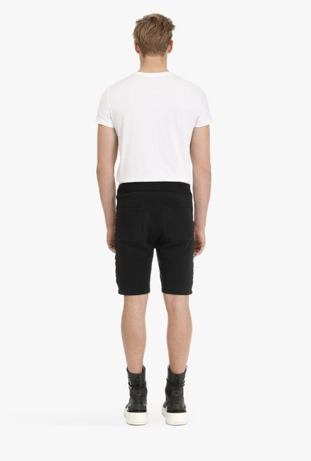 Black cotton shorts with embossed black Balmain logo - 3