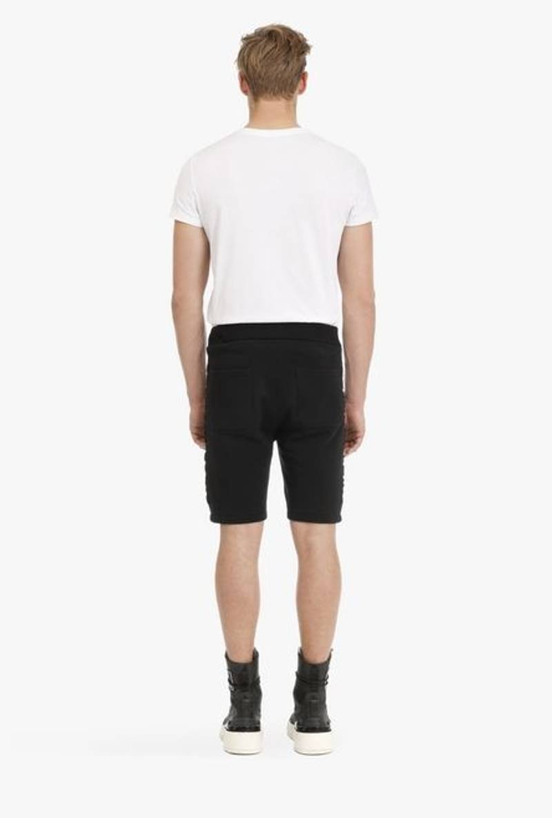 Black cotton shorts with embossed black Balmain logo 3