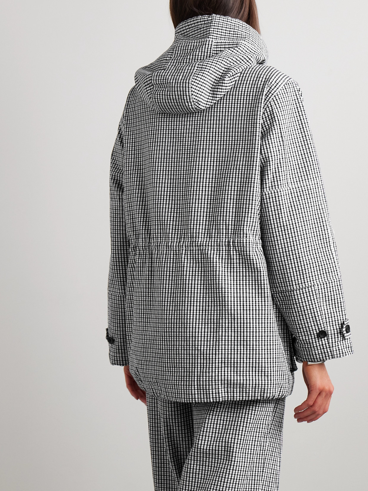Nina Hooded Gingham Cotton And Linen-blend Jacket - 3