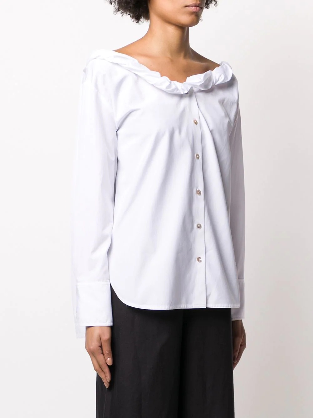 folded-neck cotton shirt - 3