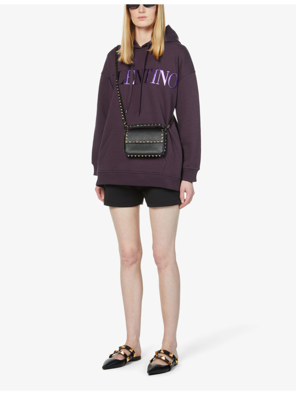 Rockstud logo-embossed leather cross-body bag - 2