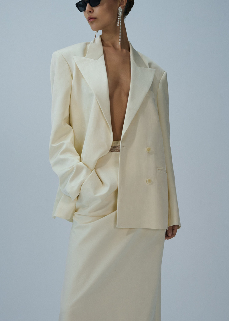MAGDA BUTRYM Silk draped midi skirt in cream outlook