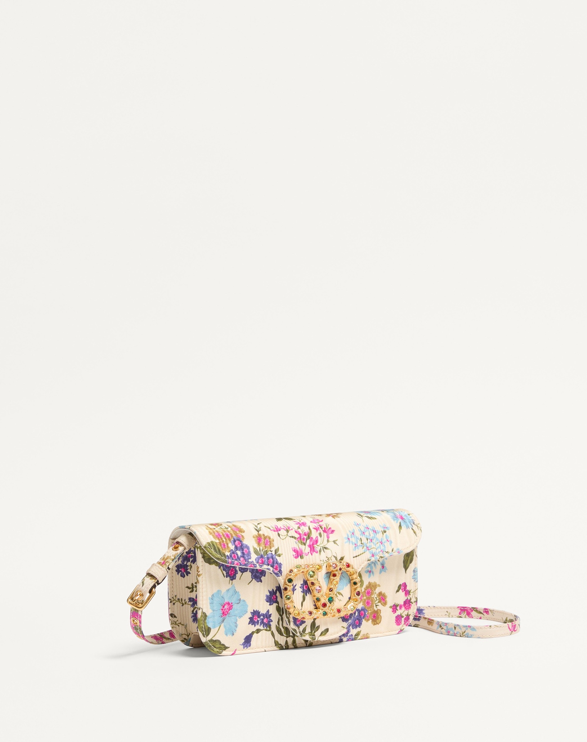 VALENTINO GARAVANI LOCÒ CLUTCH IN PAPIER FLORAL FABRIC WITH VLOGO SIGNATURE JEWEL DETAIL - 2
