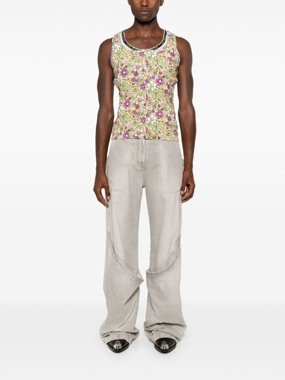 layered floral-print tank top - 2
