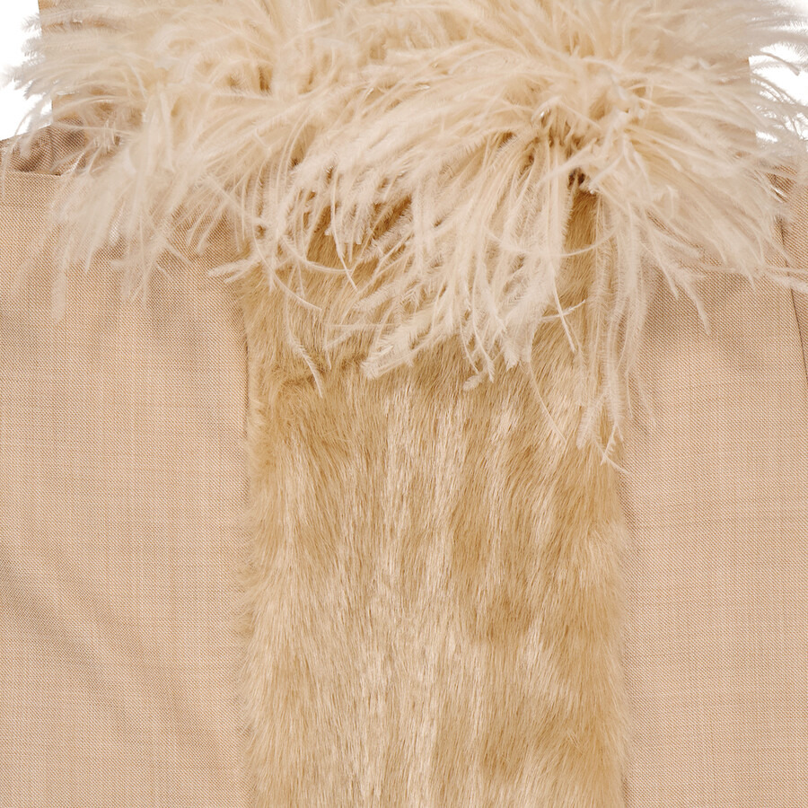 Burberry Panelled Wool Silk And Velvet Gown With Feather Detail - 7