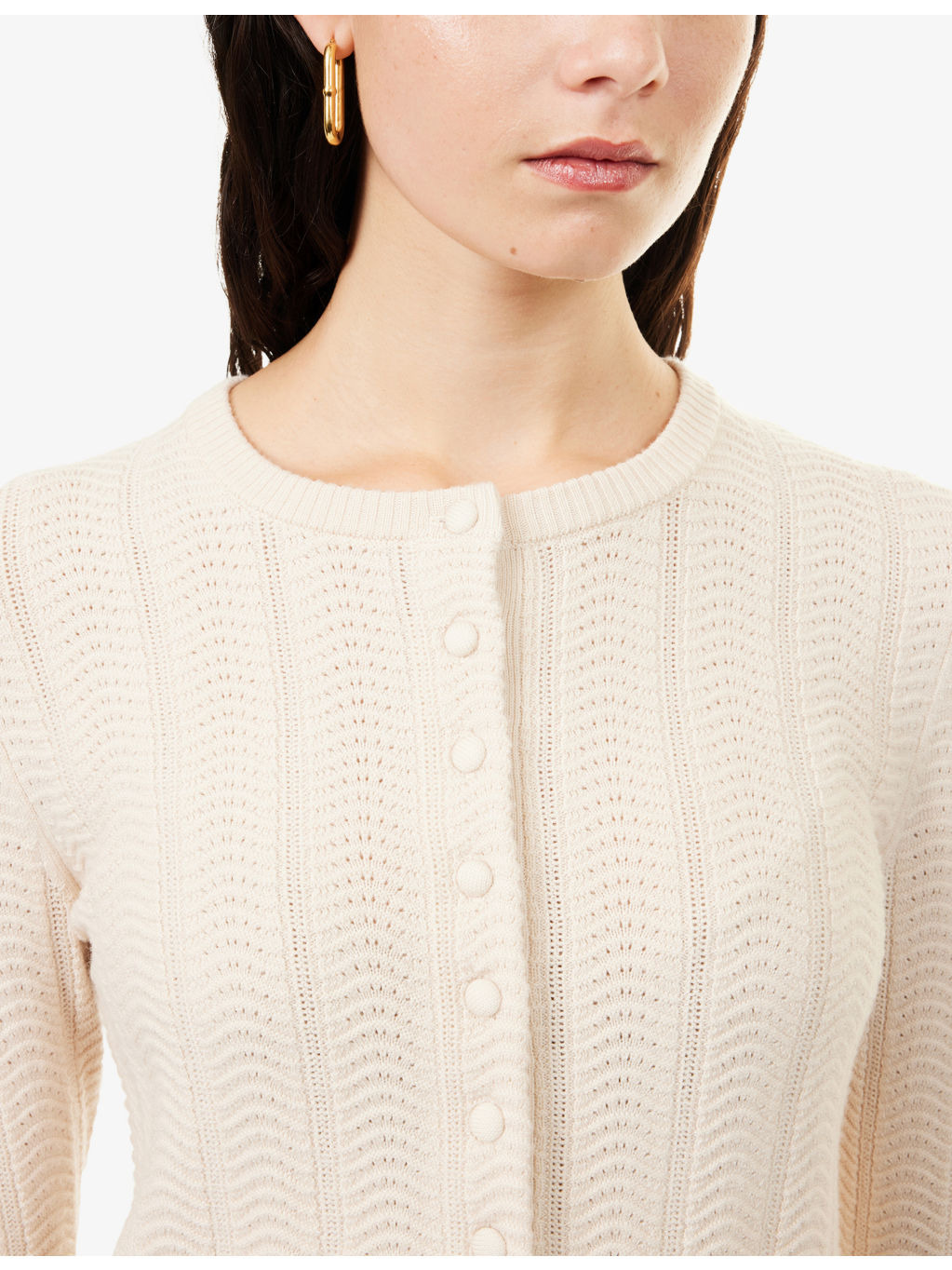 Francesca Round-Neck Stretch-Wool Blend Cardigan - 5