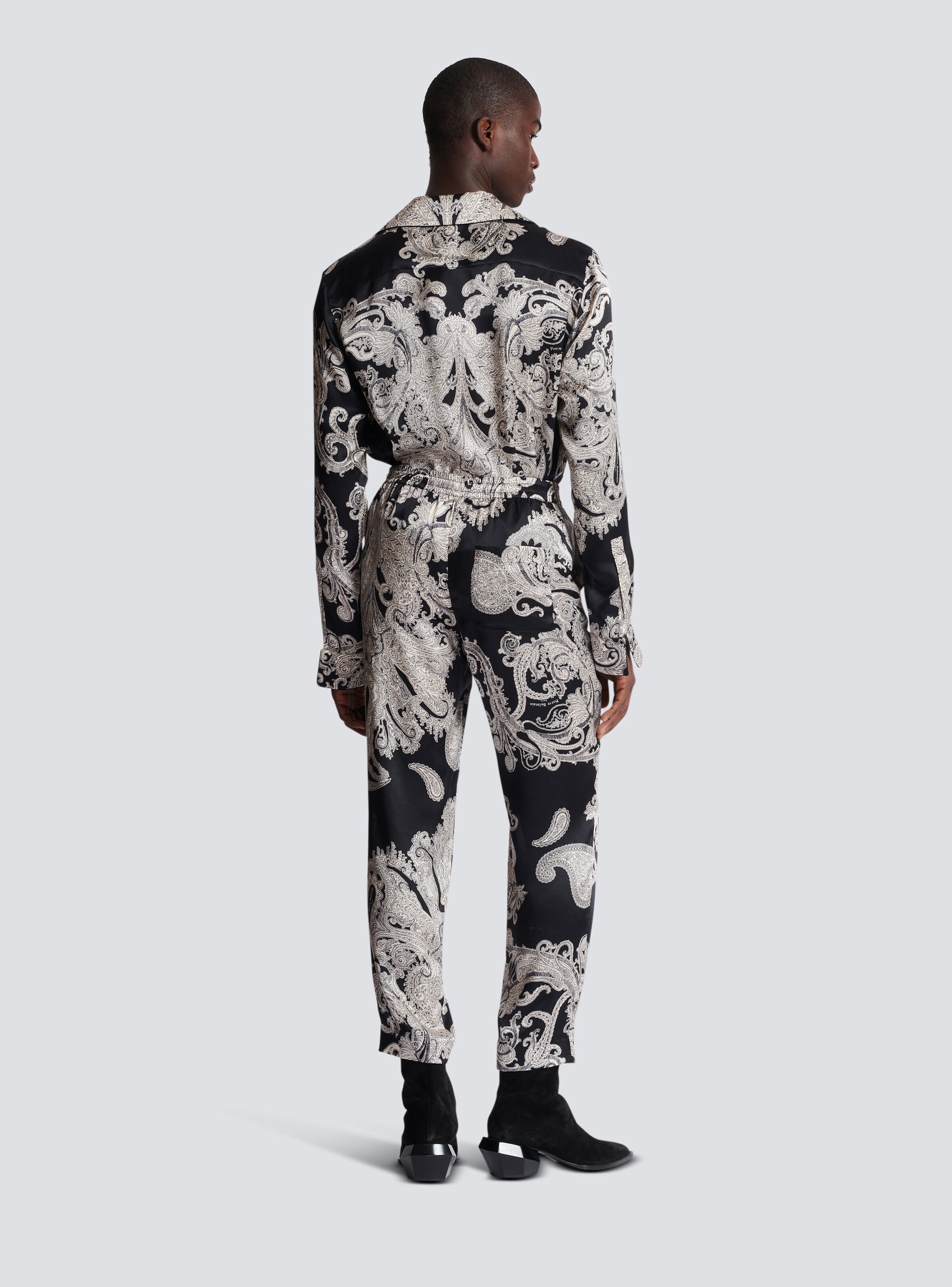 Paisley print silk trousers - 4
