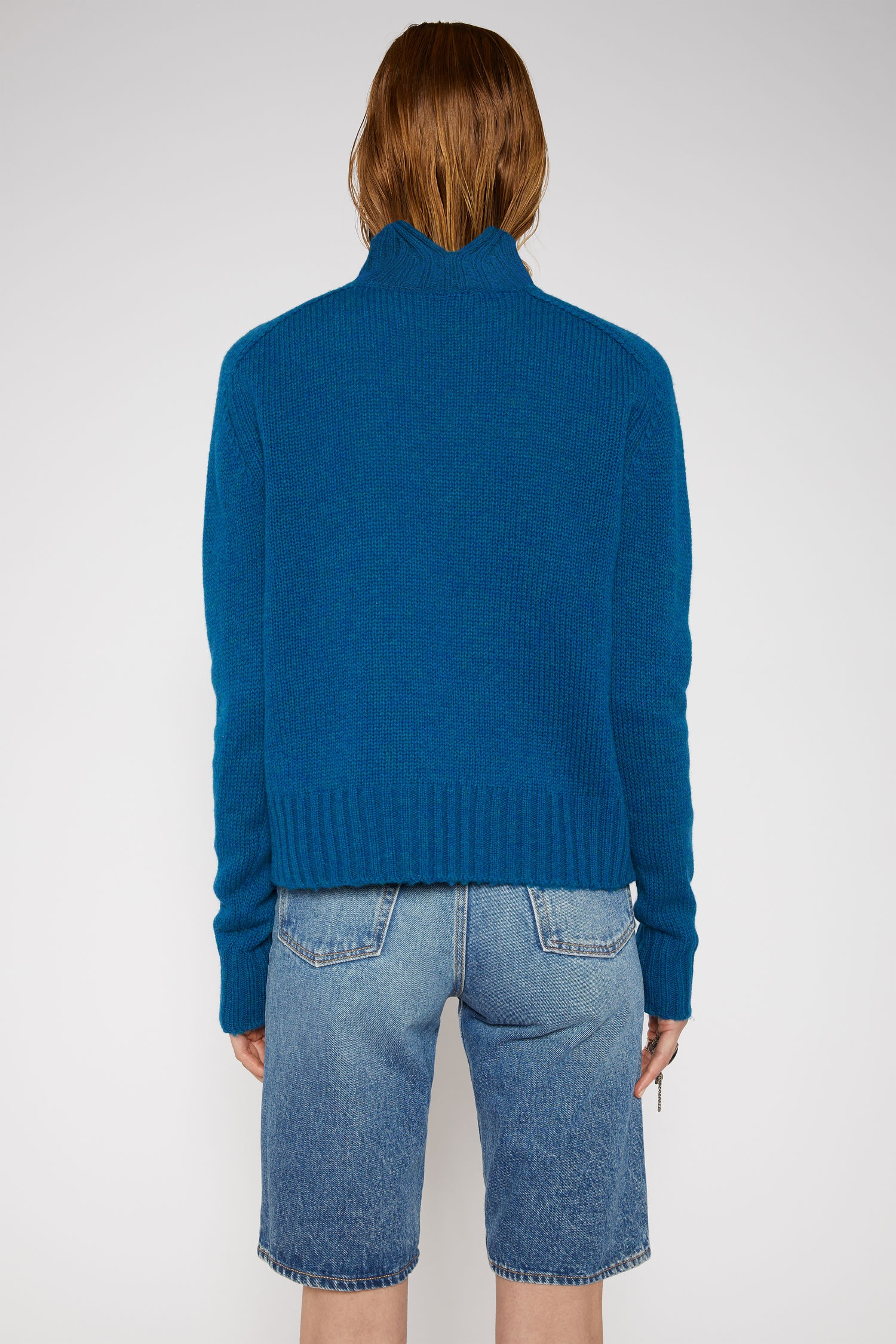 High-neck wool sweater ocean blue - 3