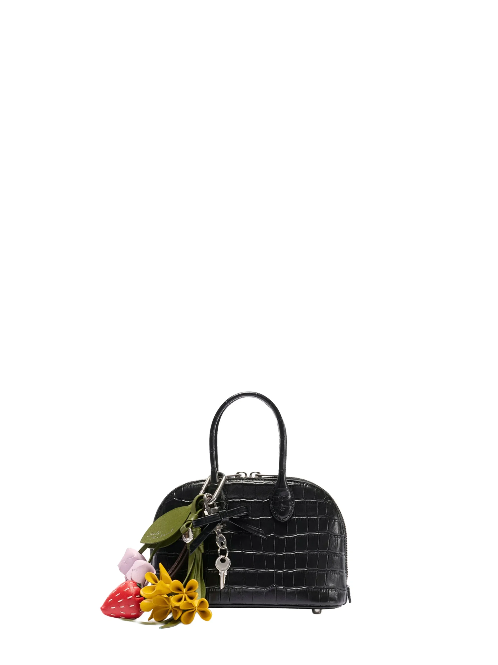 Black mini bag with shoulder strap and charms - 1