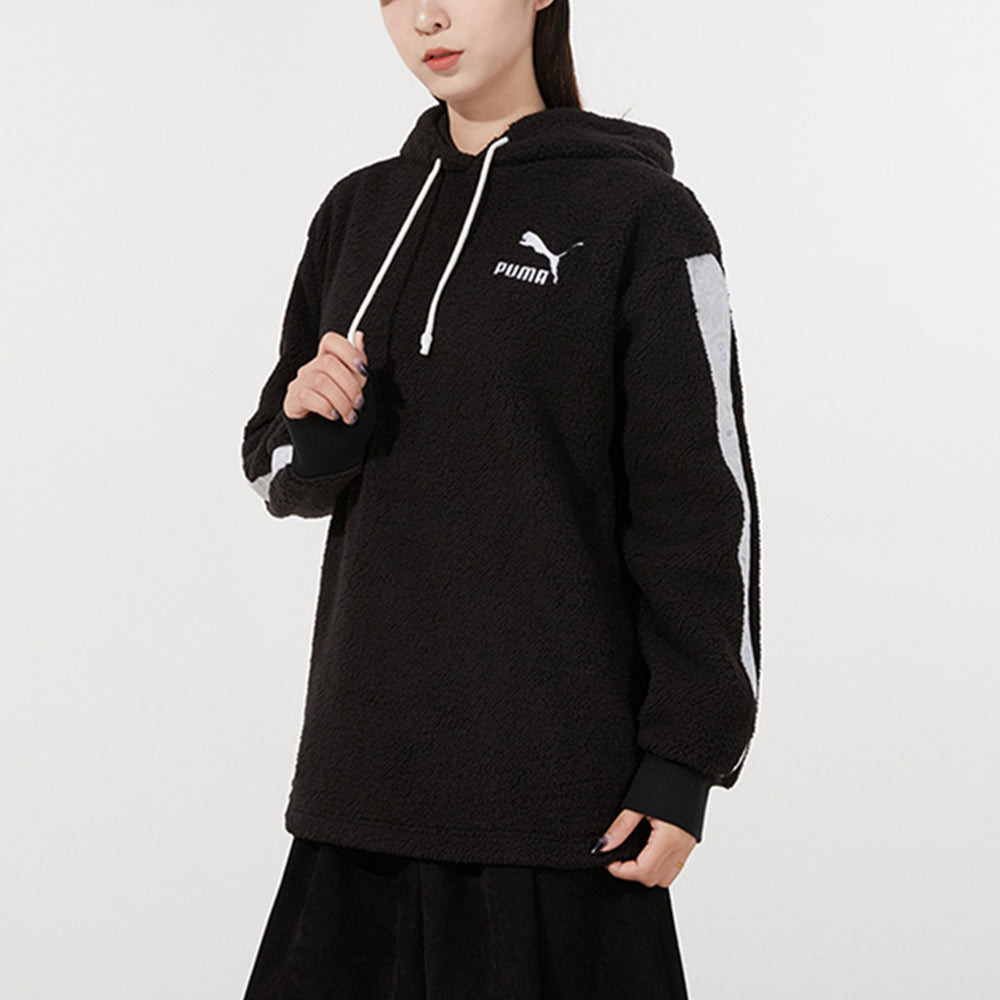 (WMNS) PUMA Sherpa Hoodie 'Black White' 534985-01 - 4