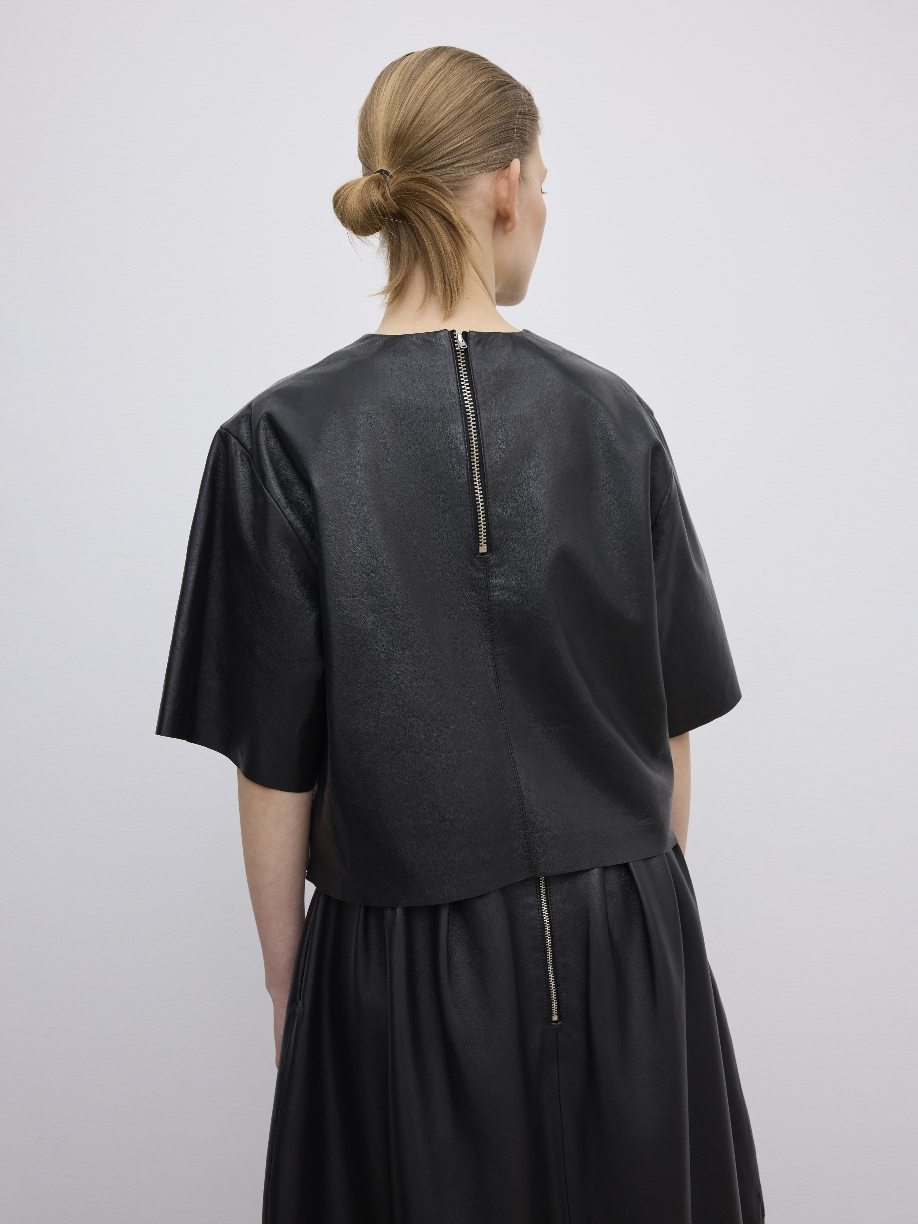 Leather T-shirt Top - 5