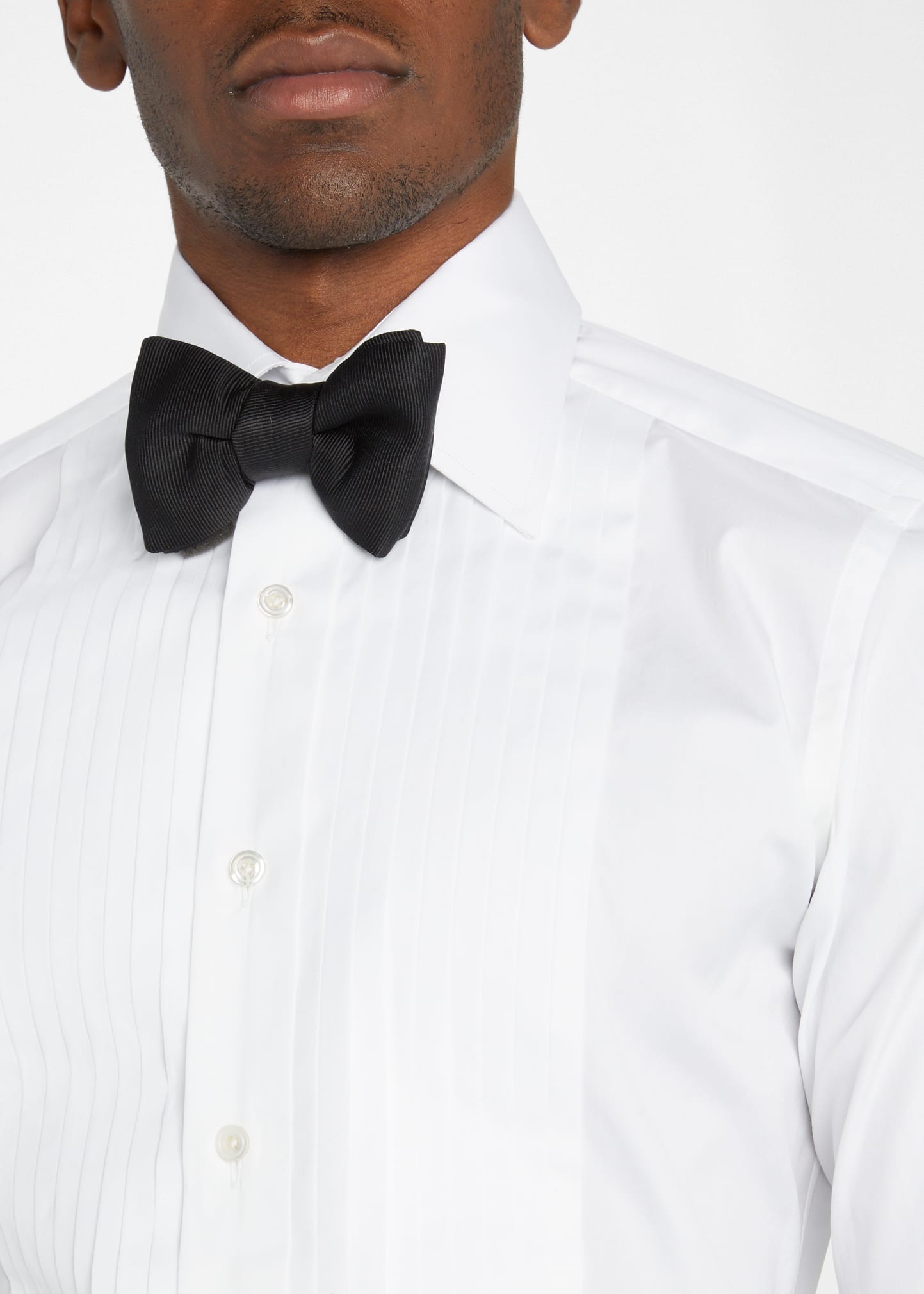 Men's Pleated Bib-Front Cotton Dress Shirt - 4