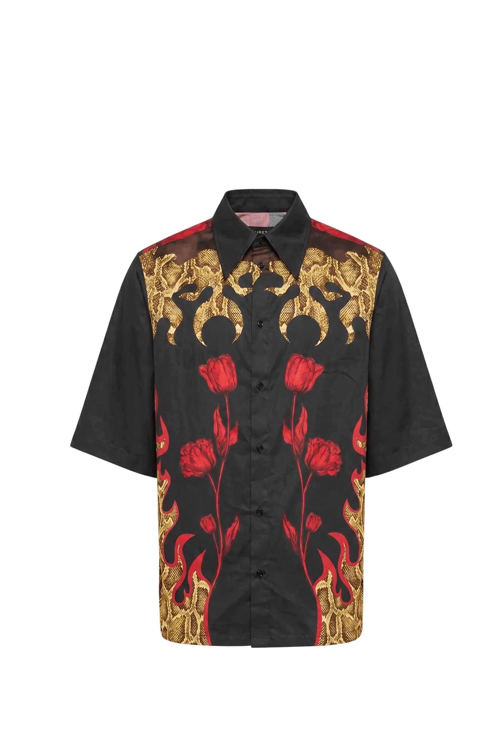 Flowers printed bowling shirt - 1